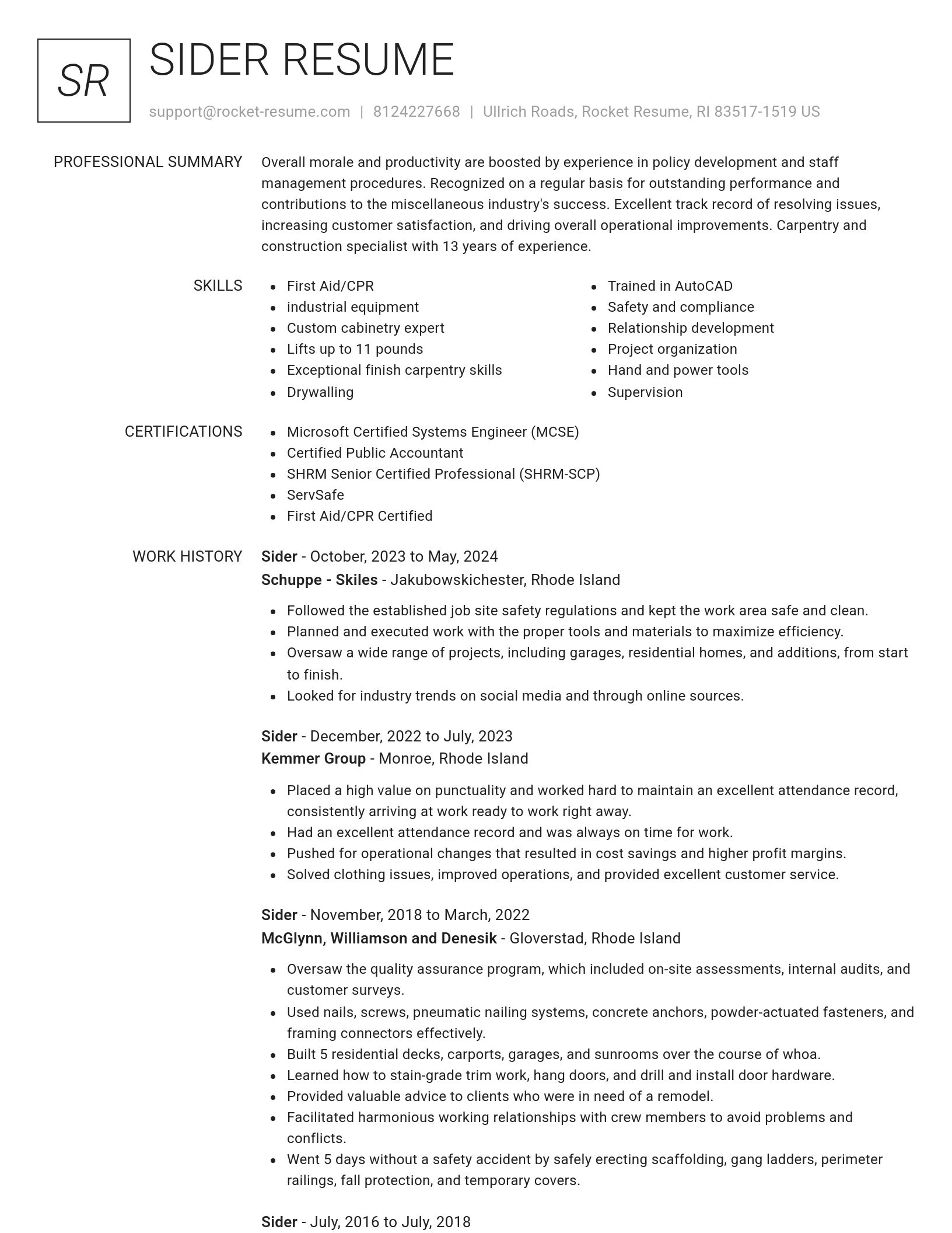 Renowned resume template
