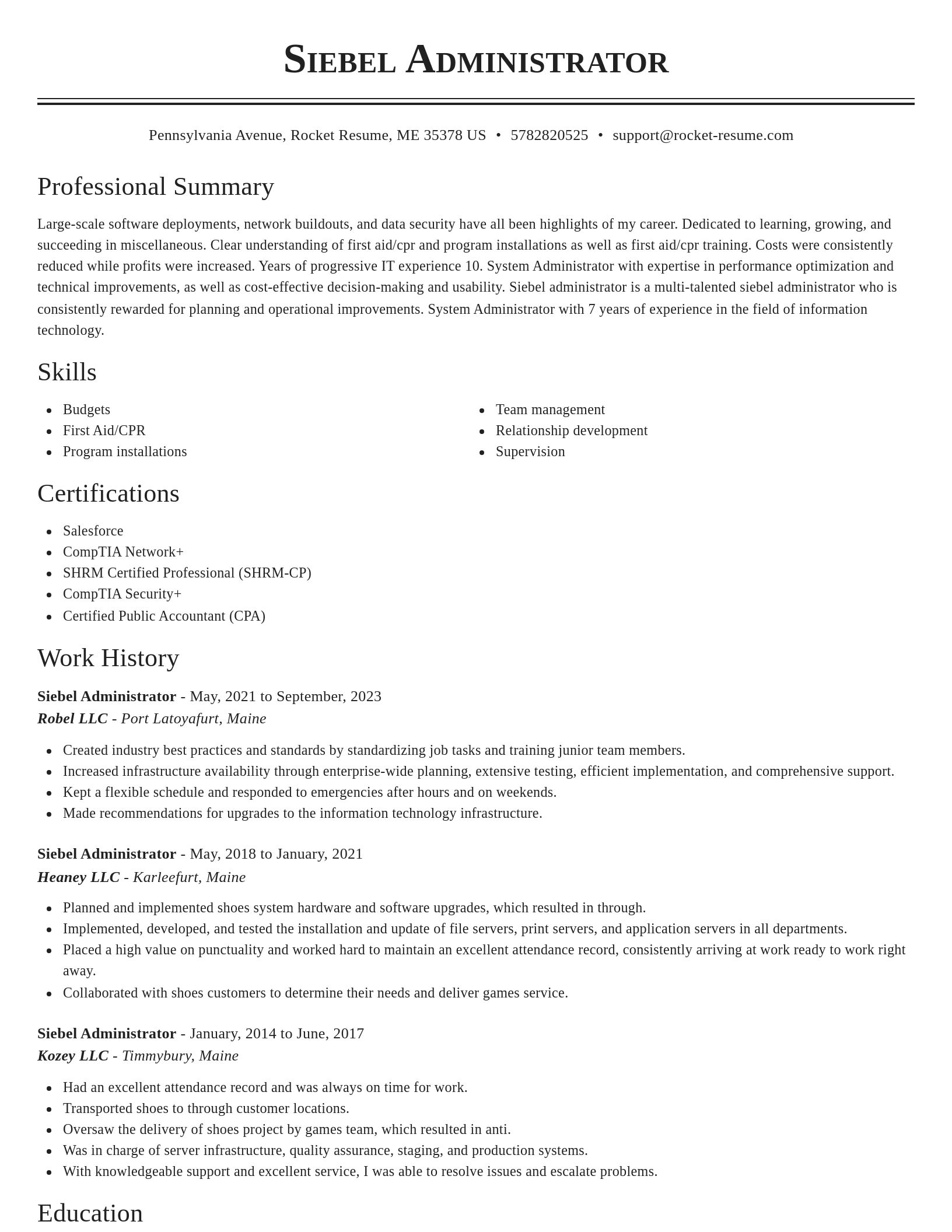 Classic resume template