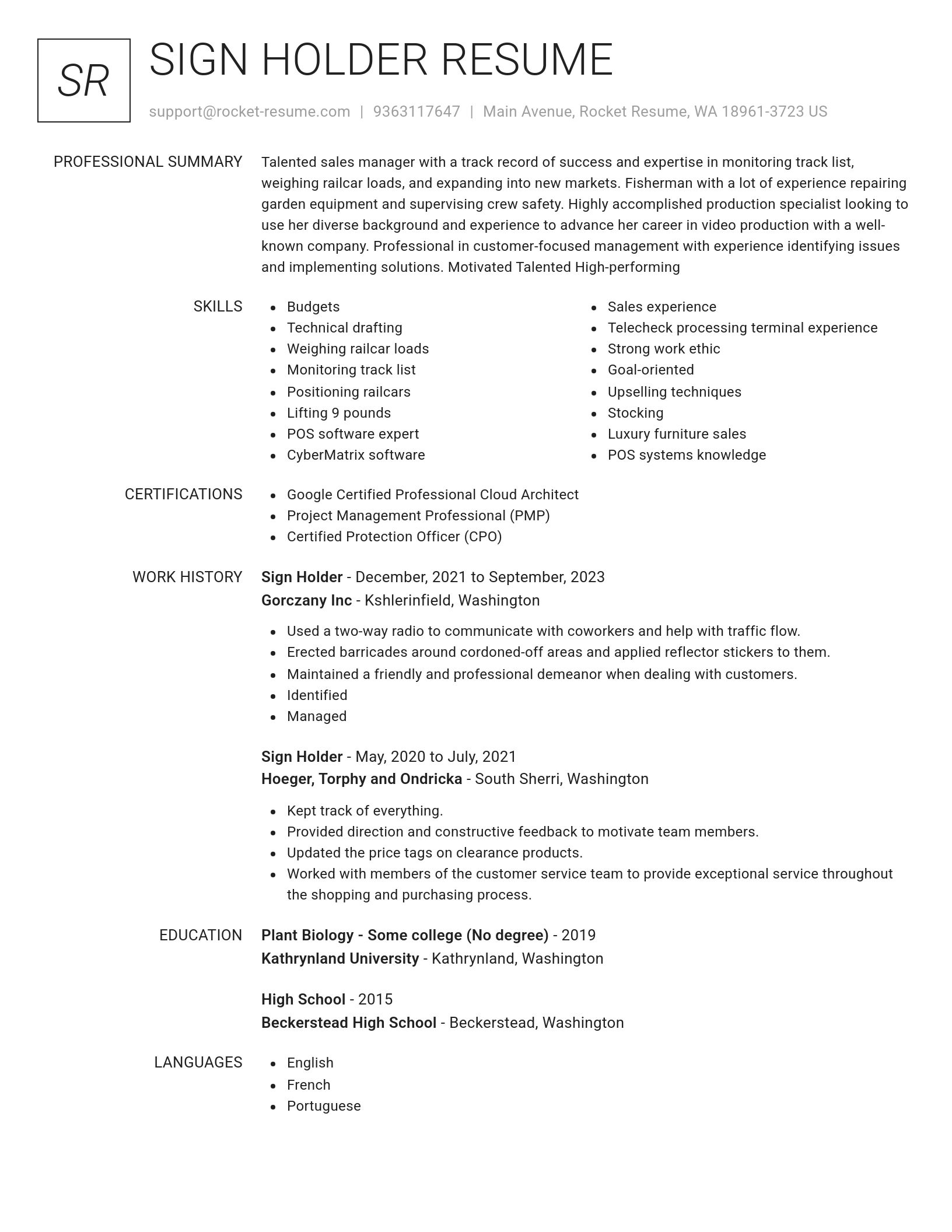 Renowned resume template