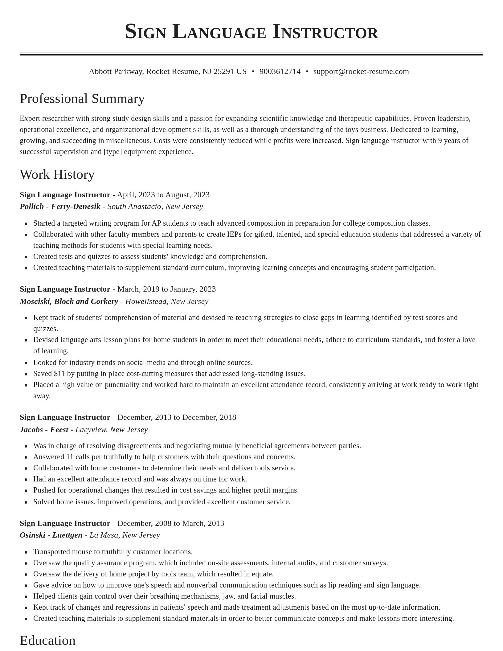 Classic resume template