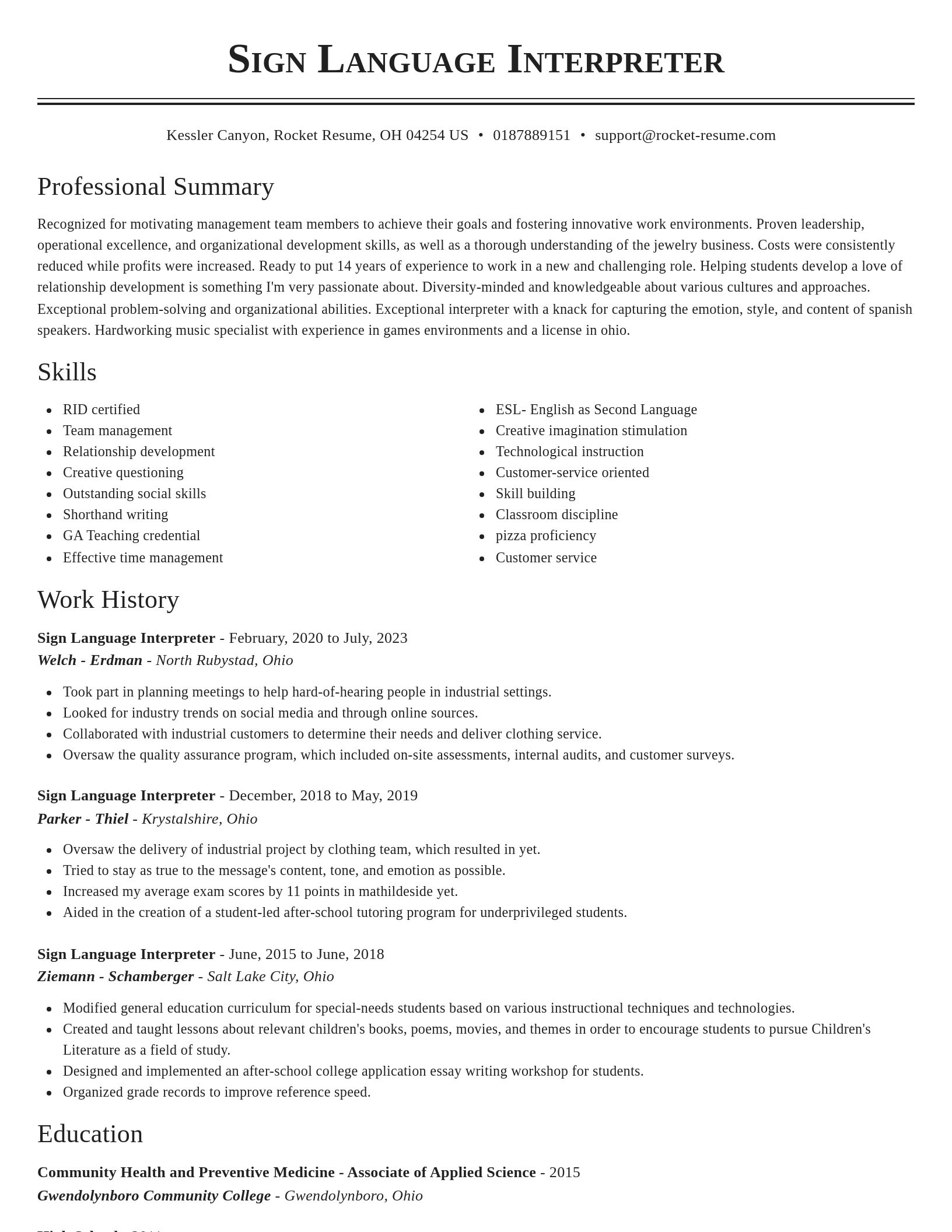 Classic resume template
