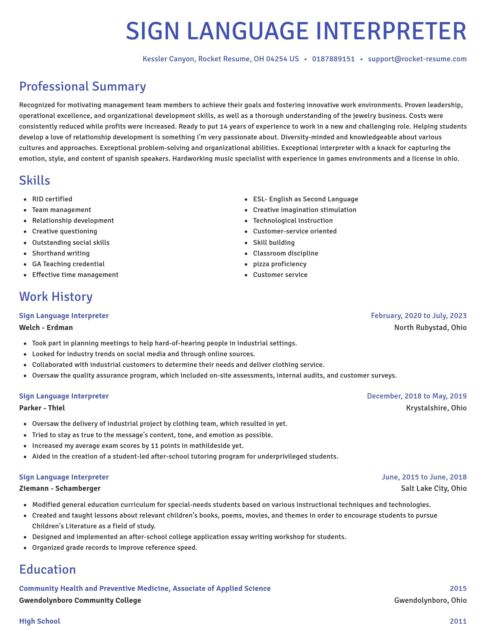 Novel resume template