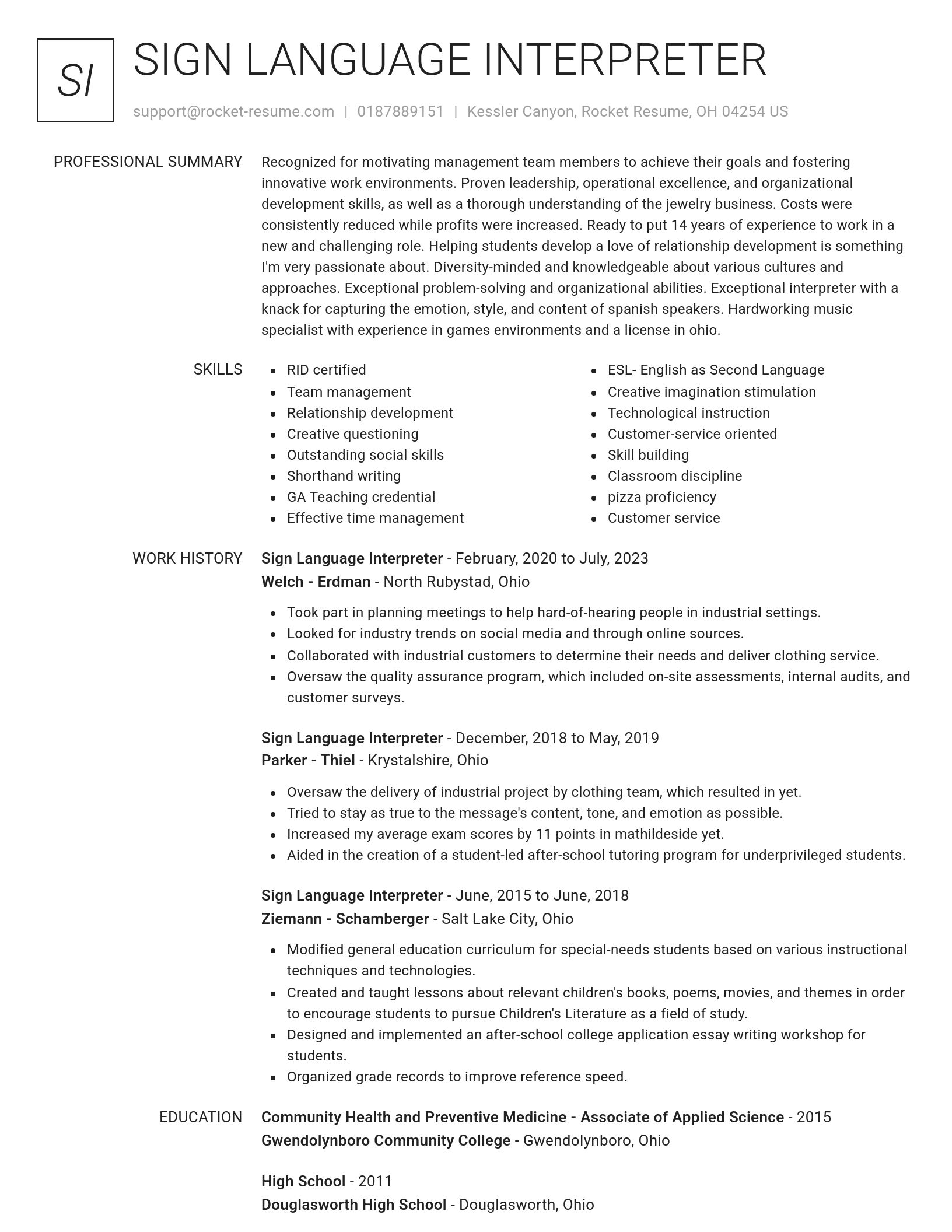Renowned resume template