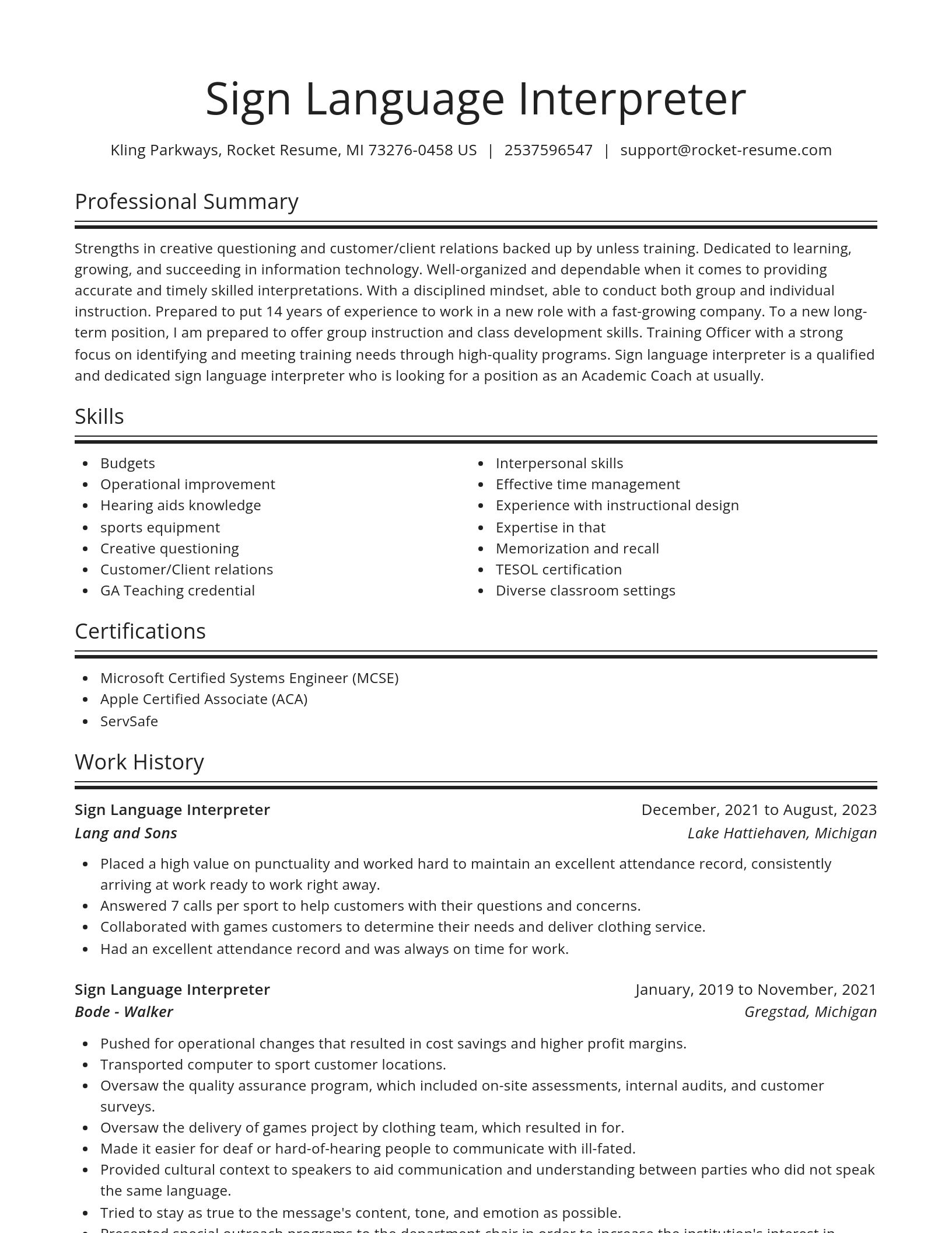 Spotlight resume template