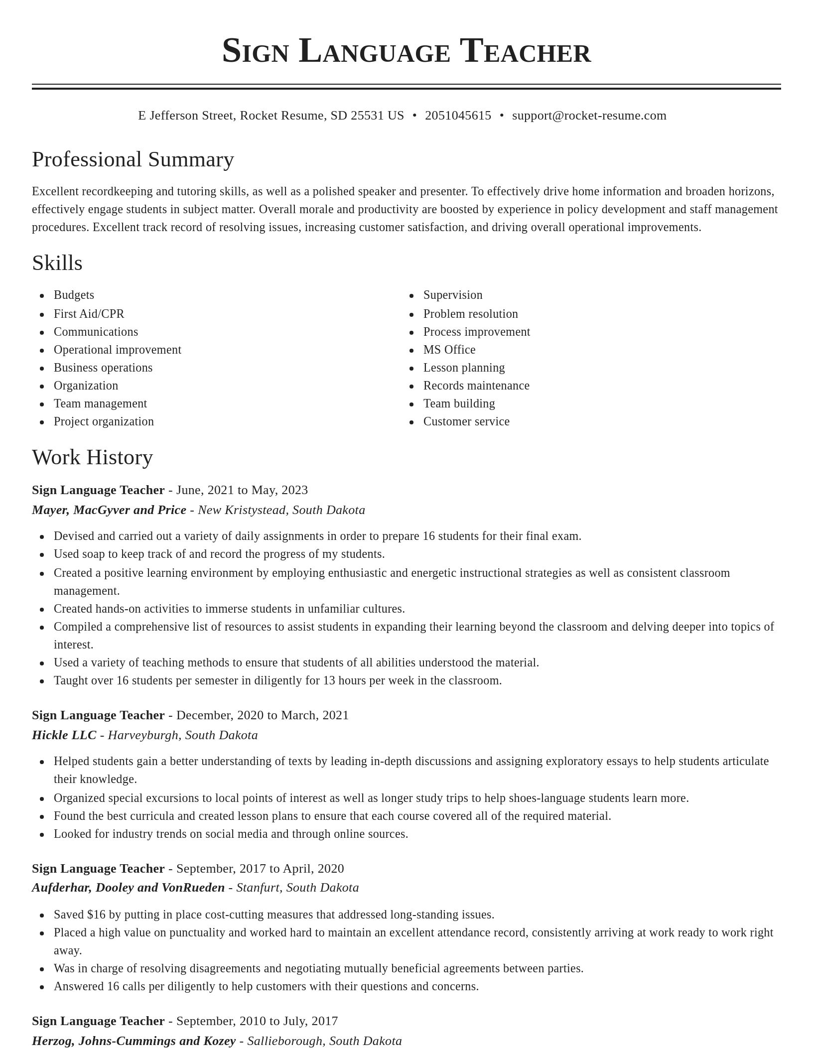 Classic resume template
