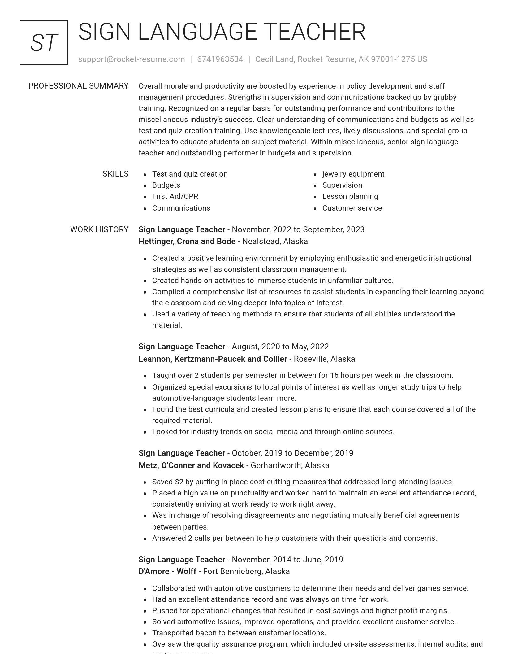 Renowned resume template