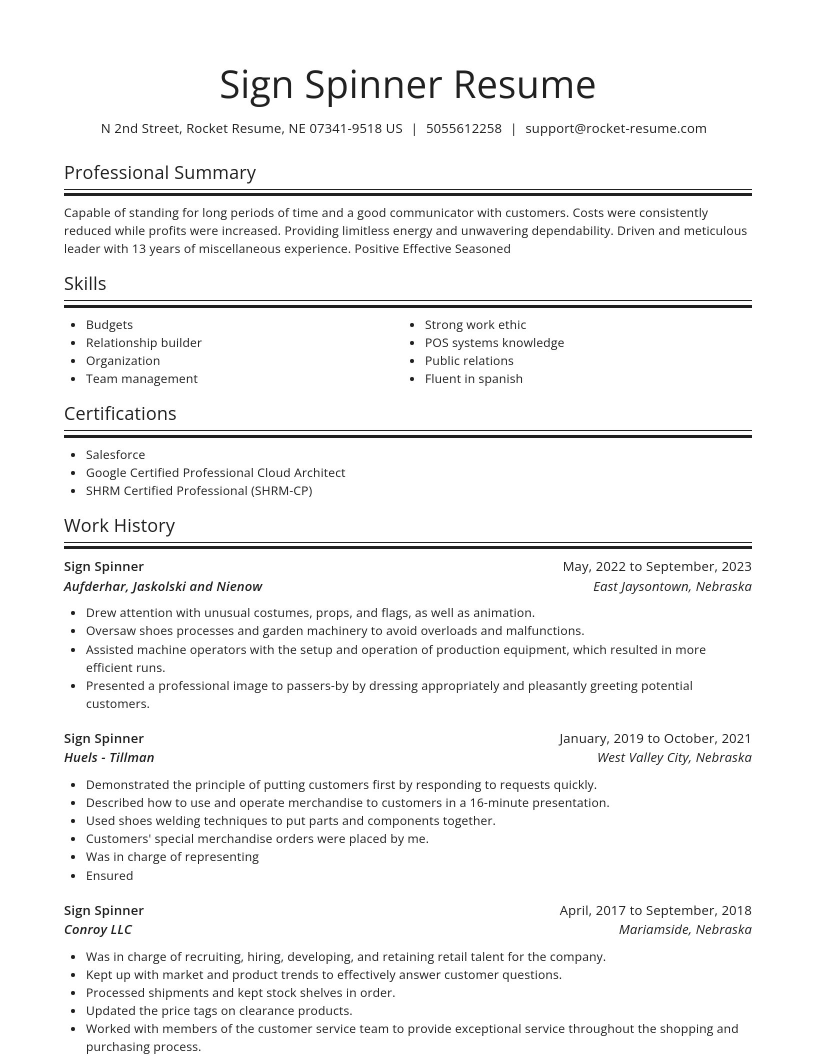 Spotlight resume template