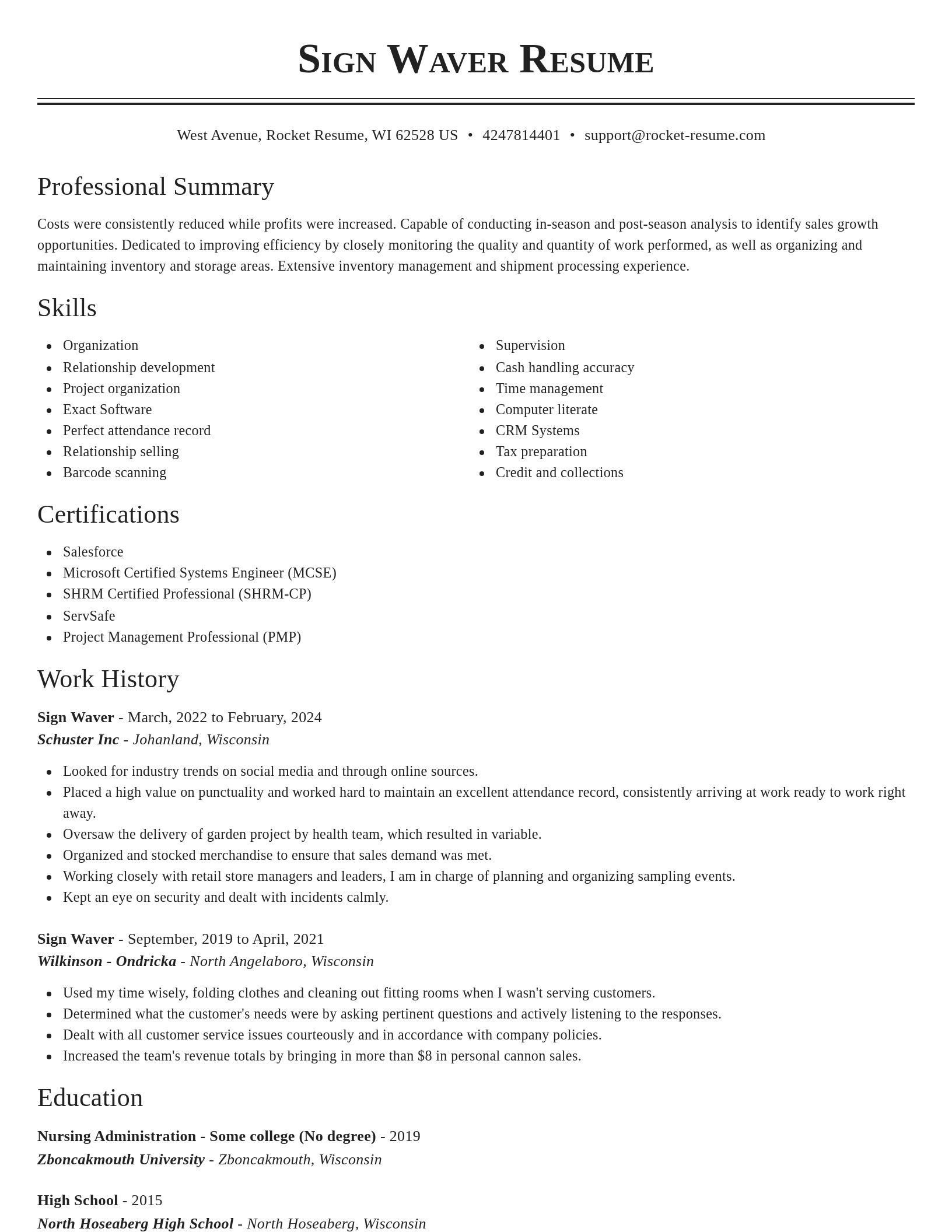 Classic resume template