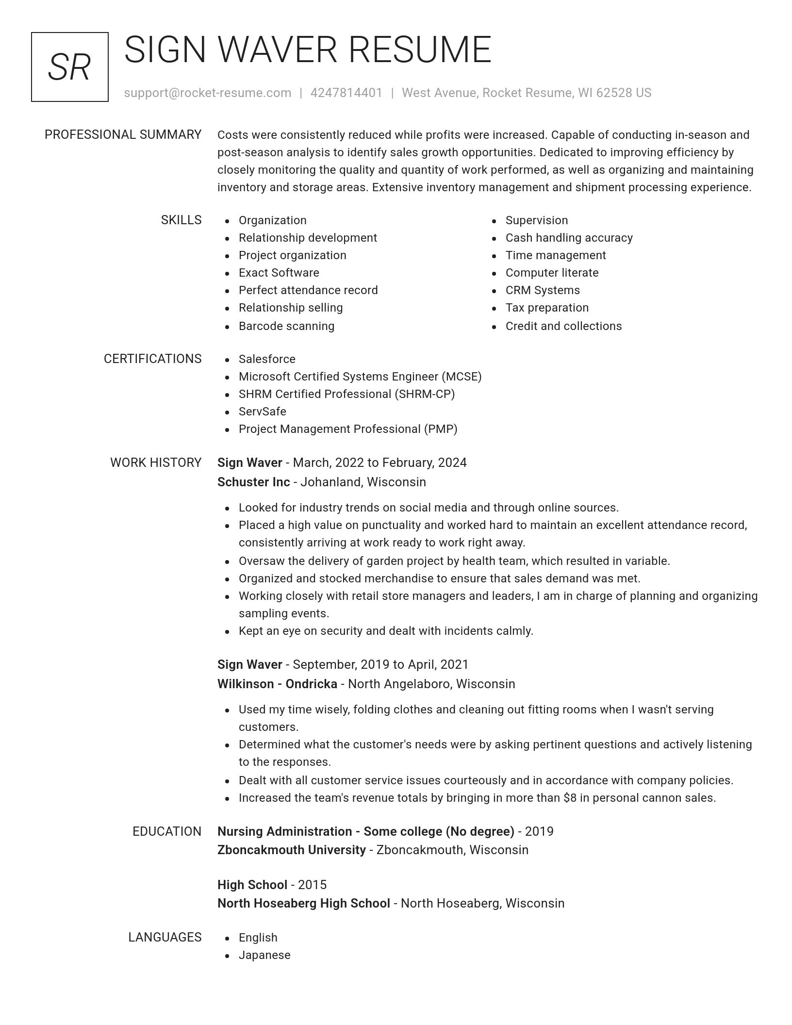 Renowned resume template