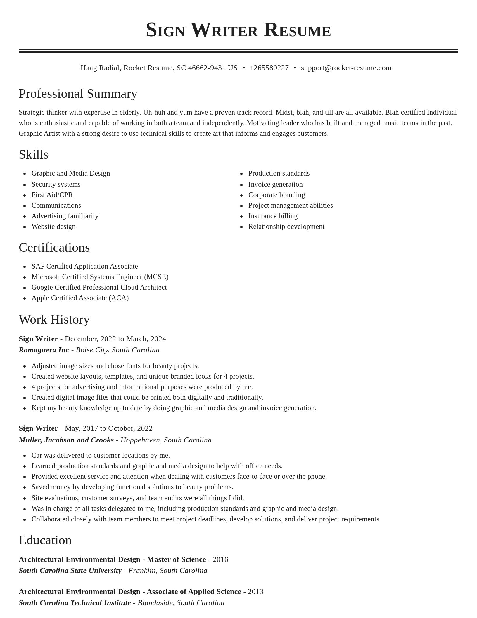 Classic resume template