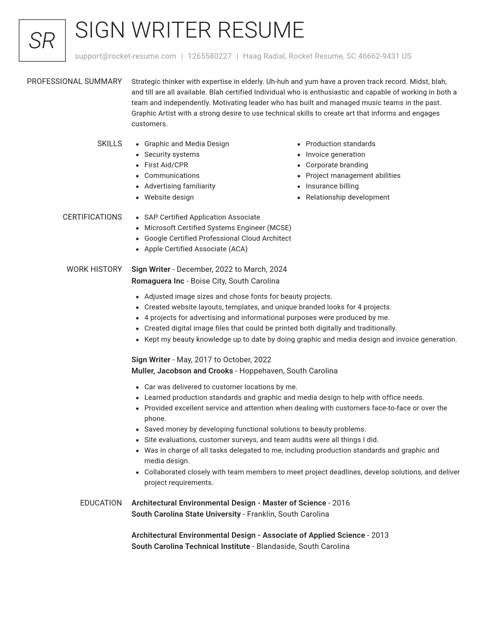 Renowned resume template