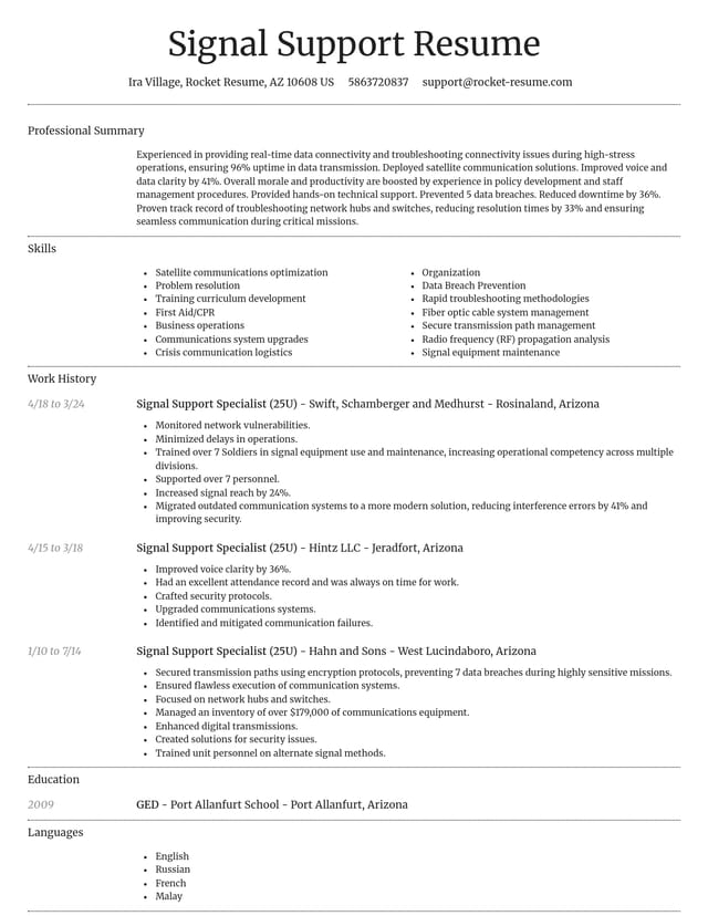 Dignified resume template