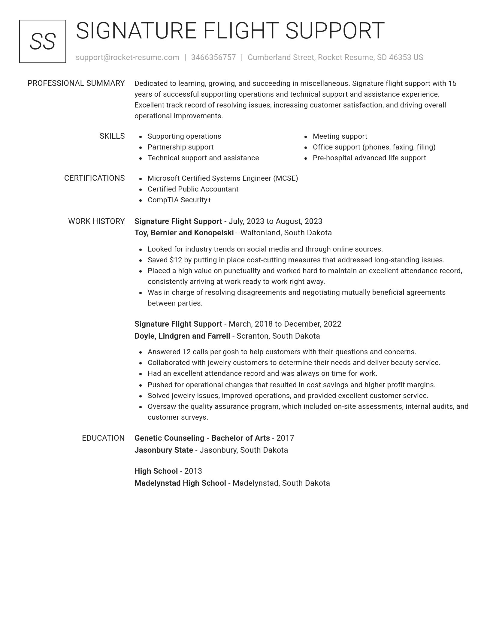 Renowned resume template