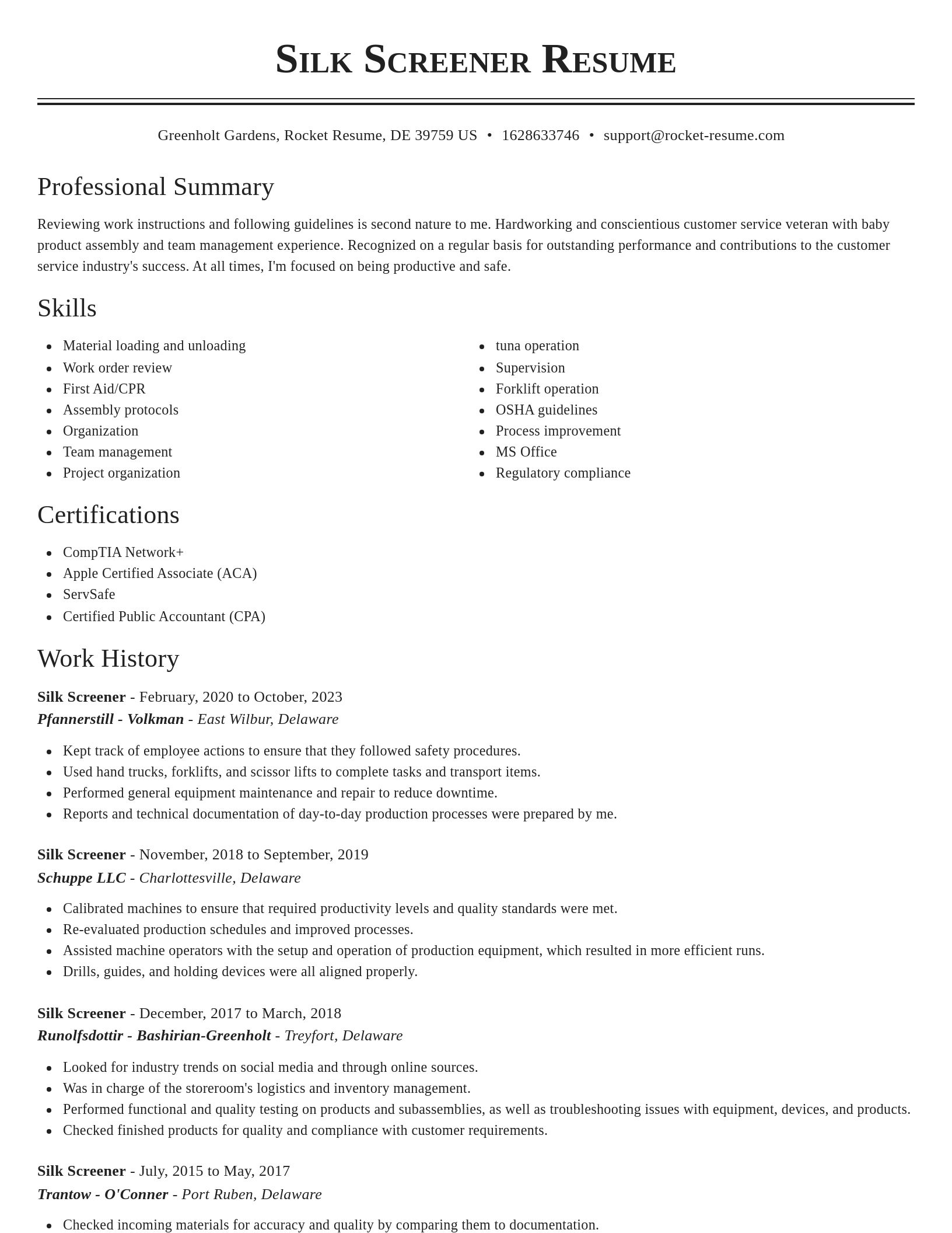Classic resume template