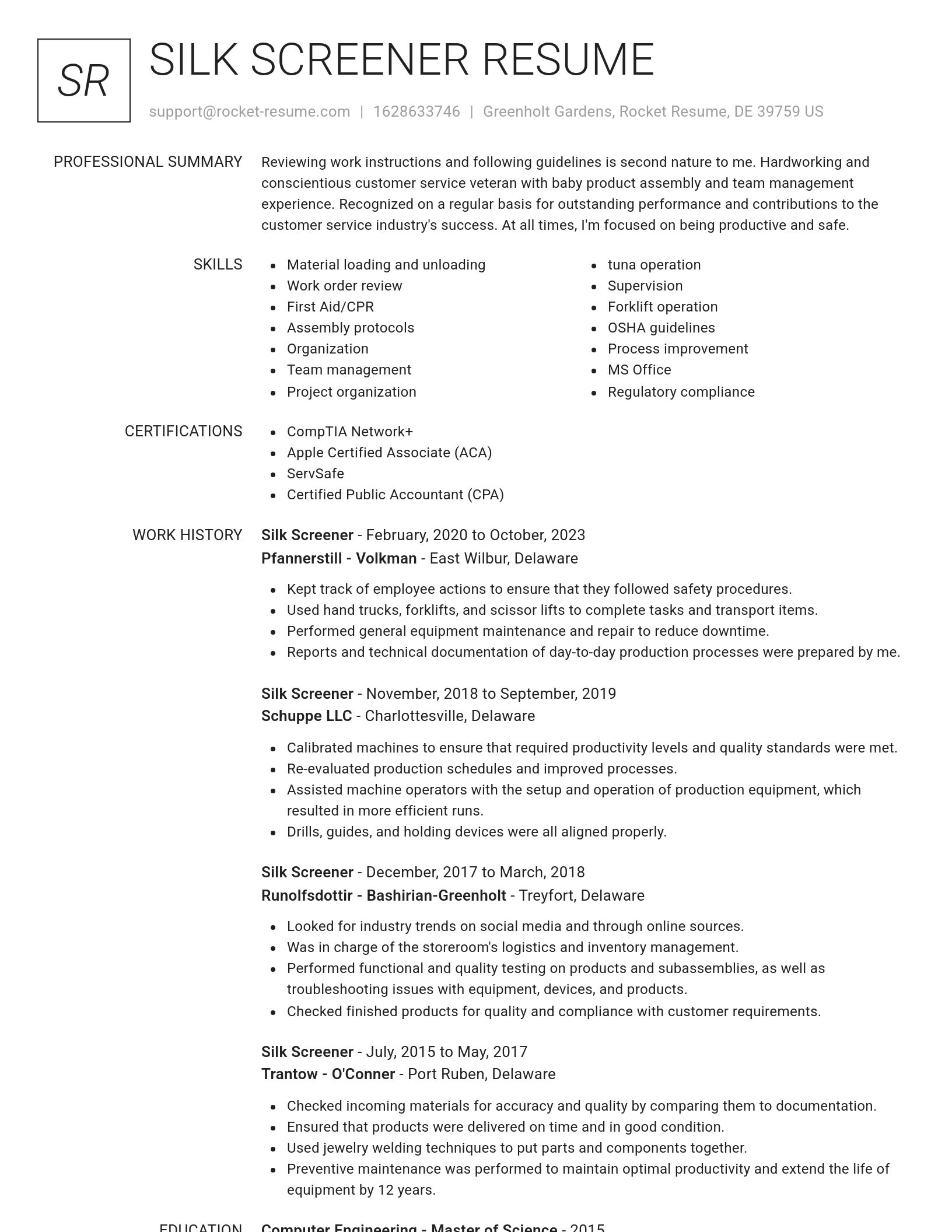 Renowned resume template