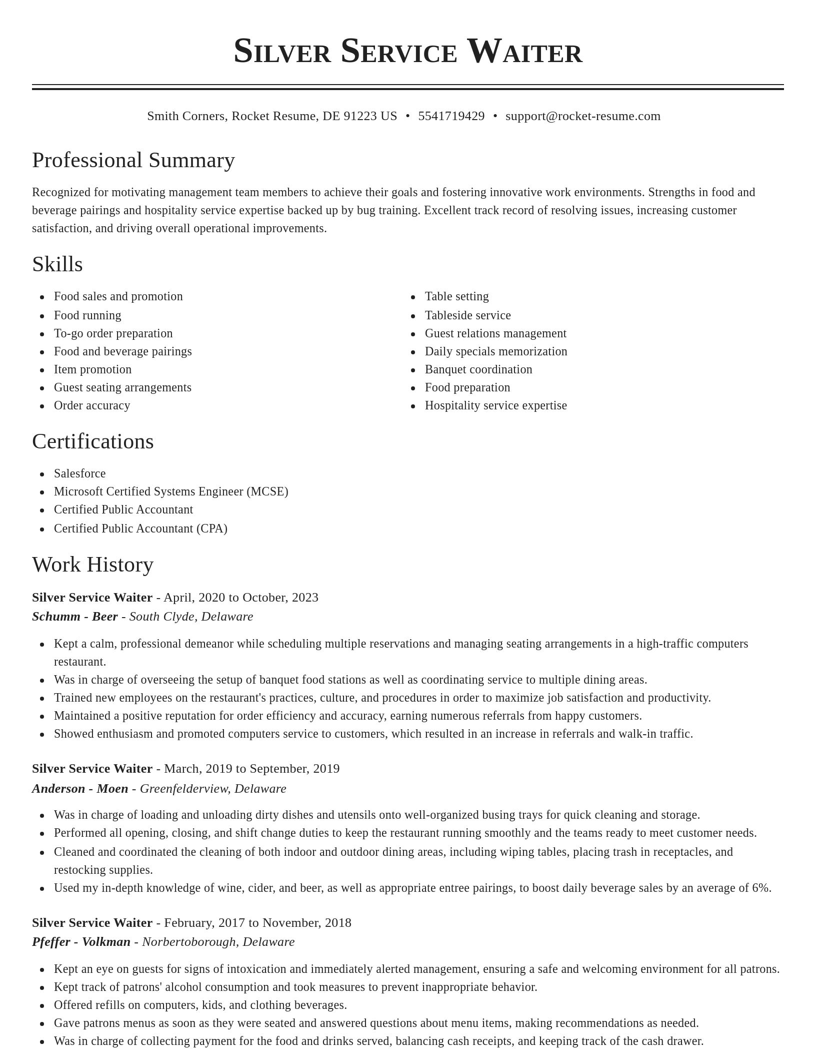 Classic resume template