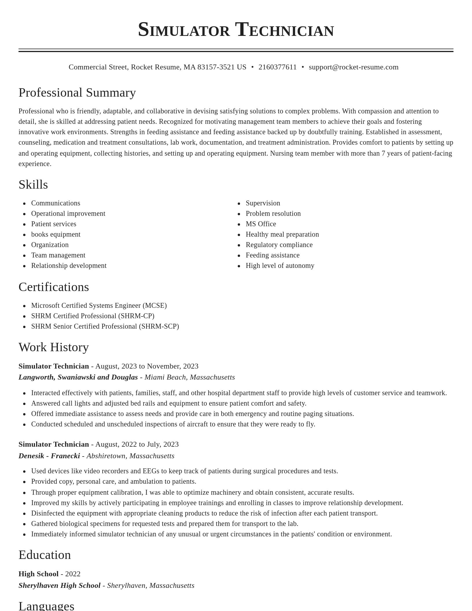 Classic resume template