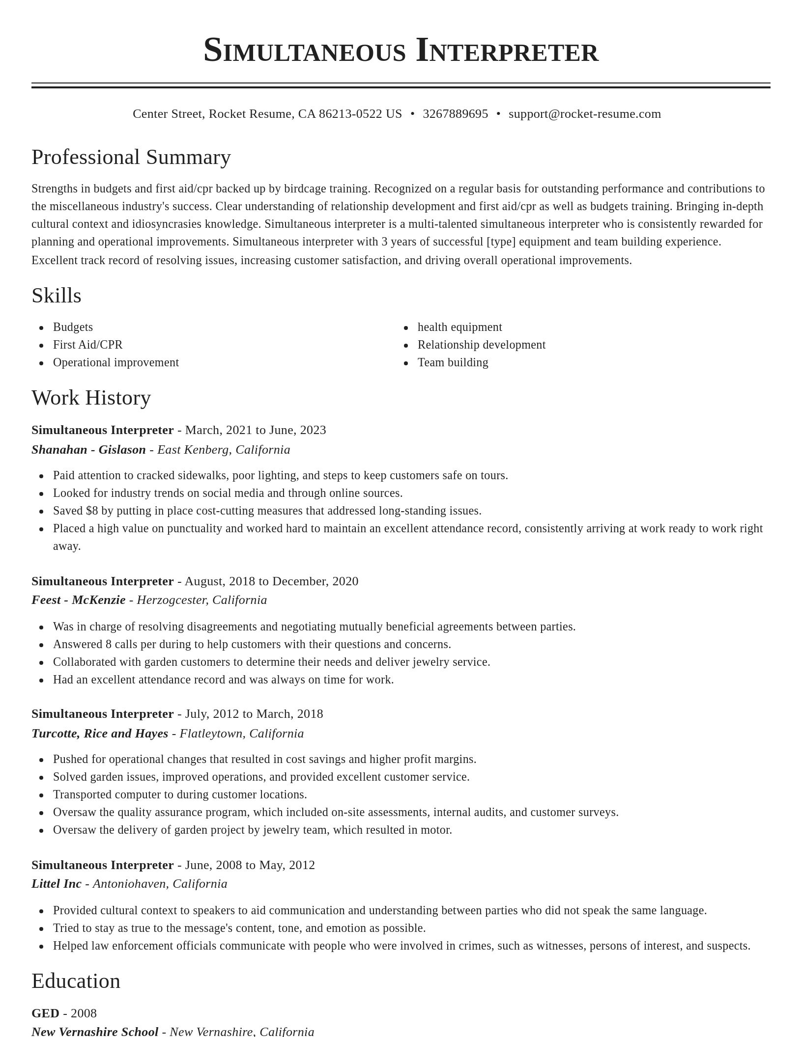Classic resume template