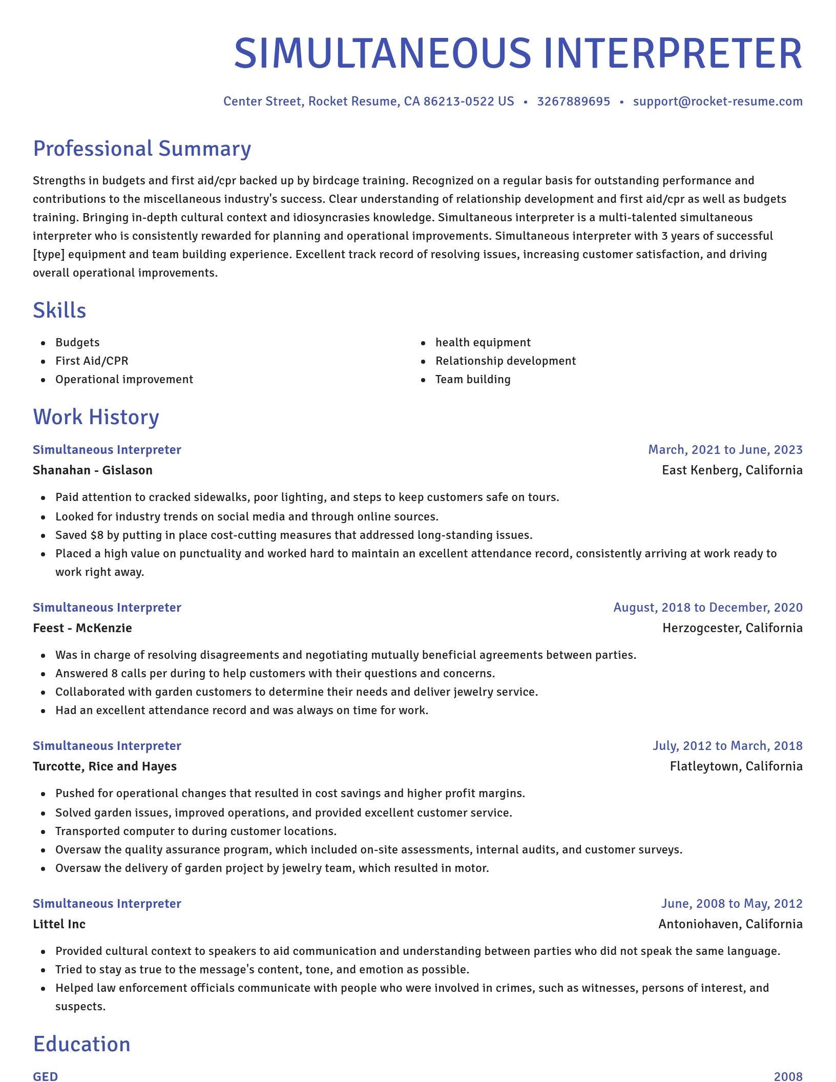 Novel resume template