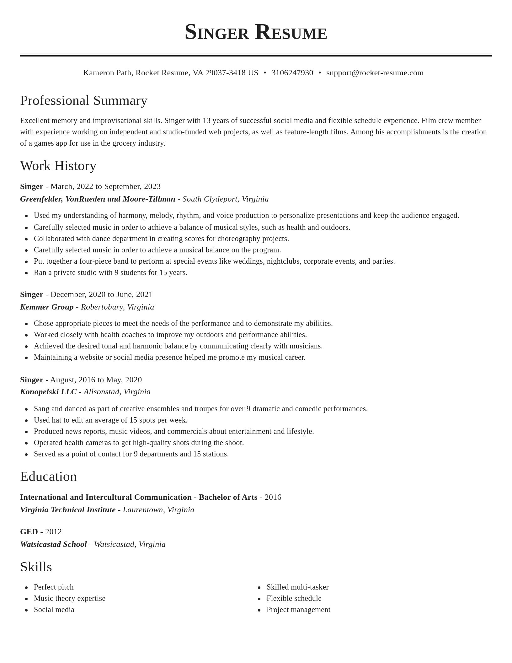 Classic resume template
