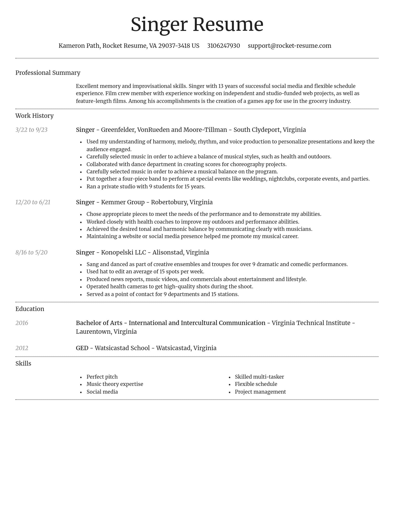 Dignified resume template