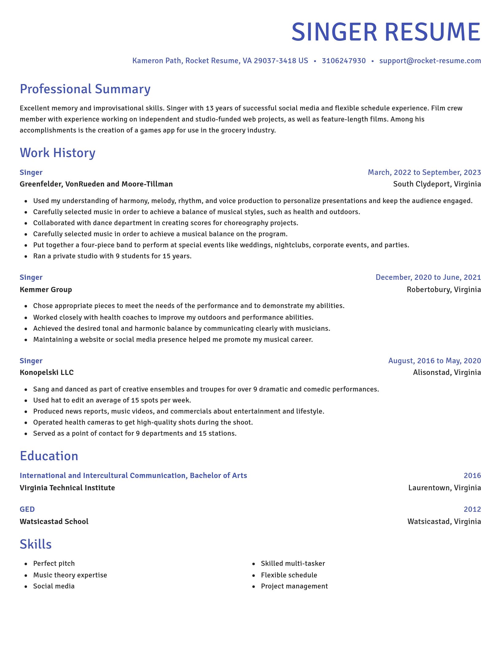 Novel resume template