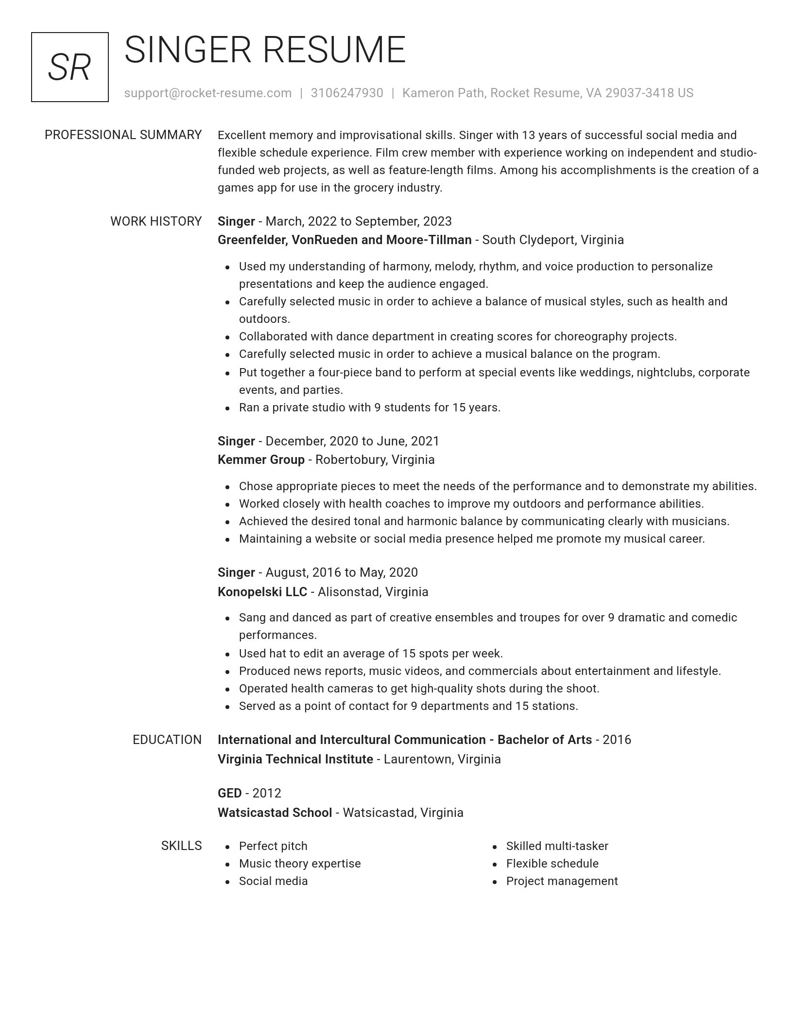 Renowned resume template