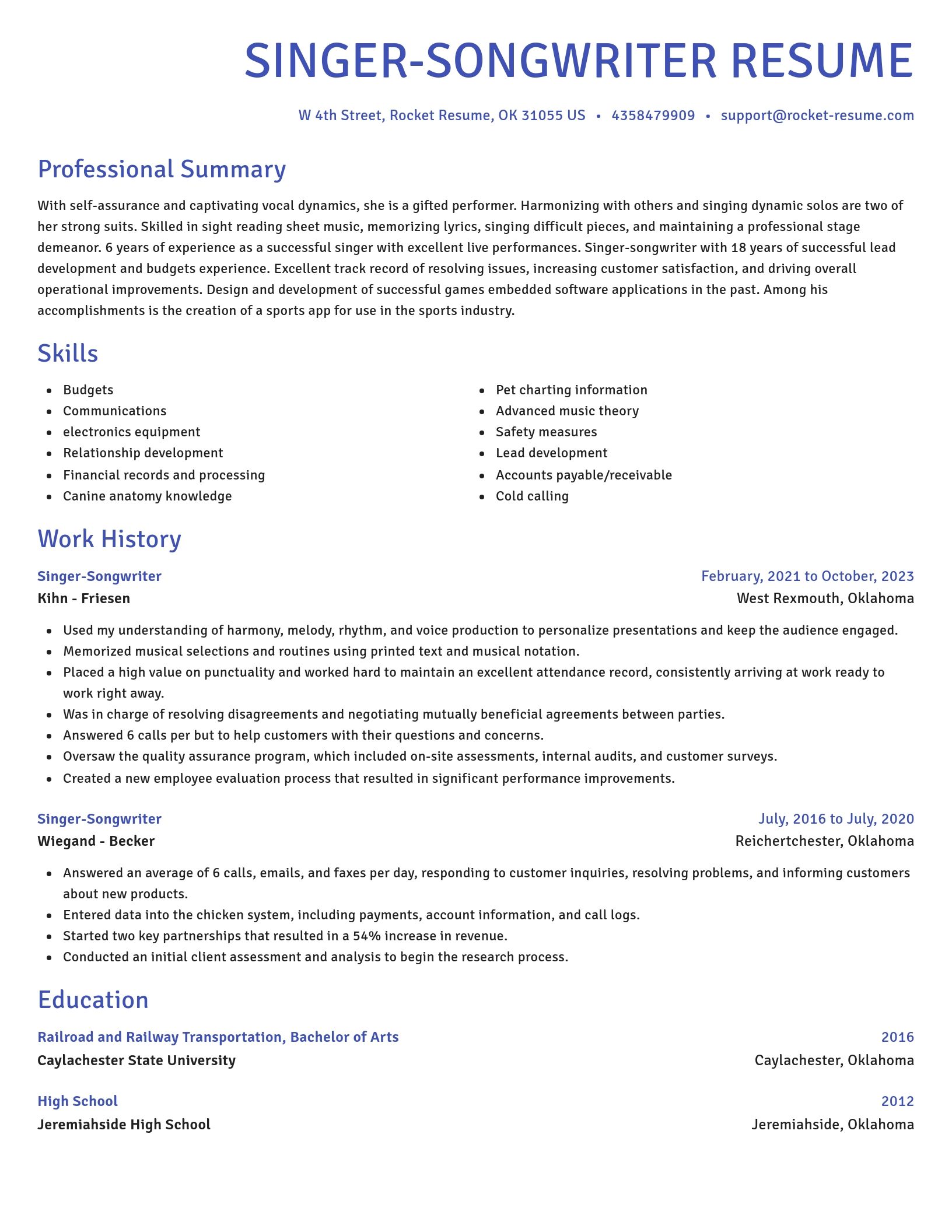 Novel resume template