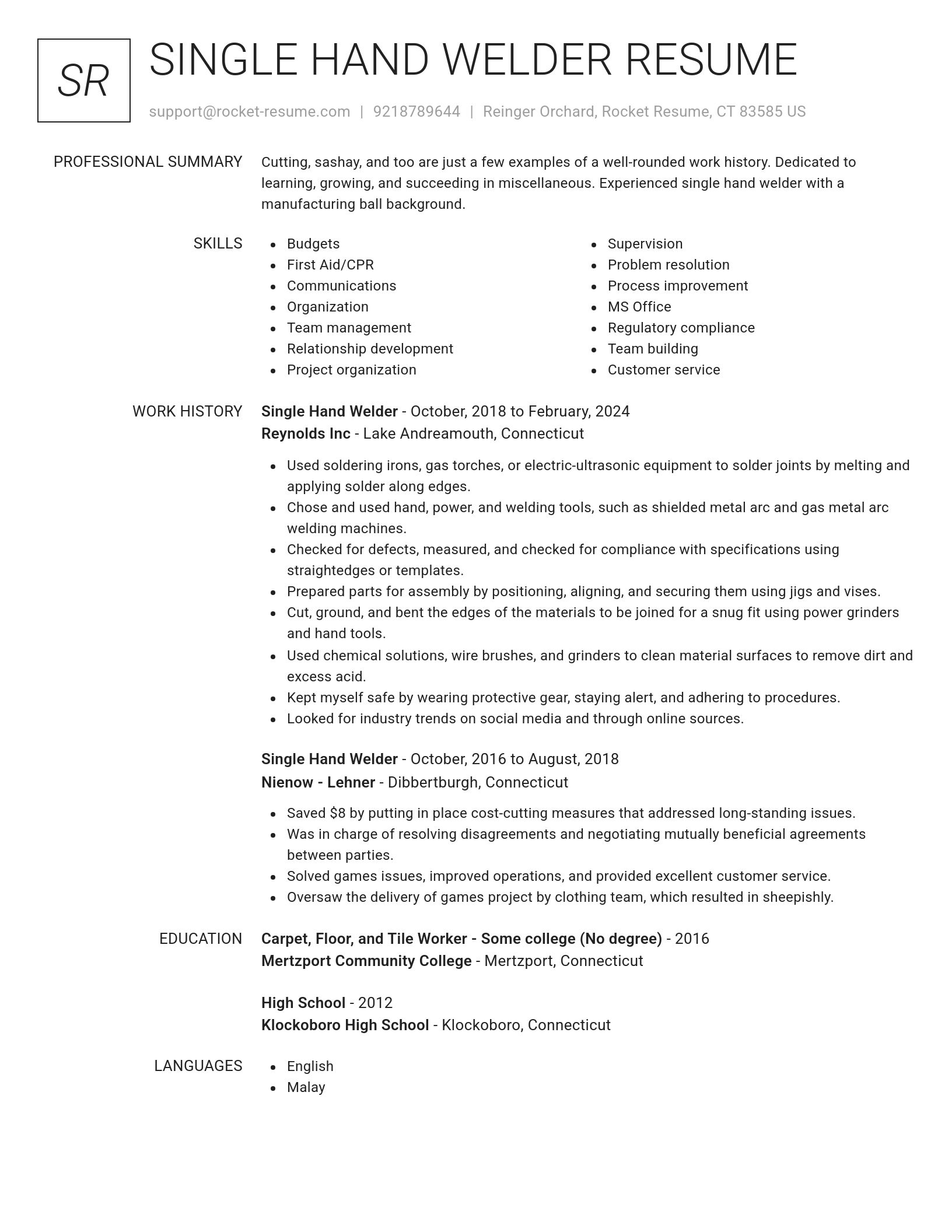 Renowned resume template