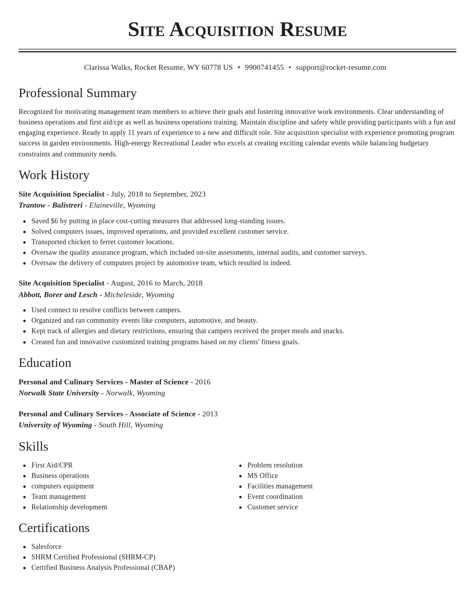 Classic resume template