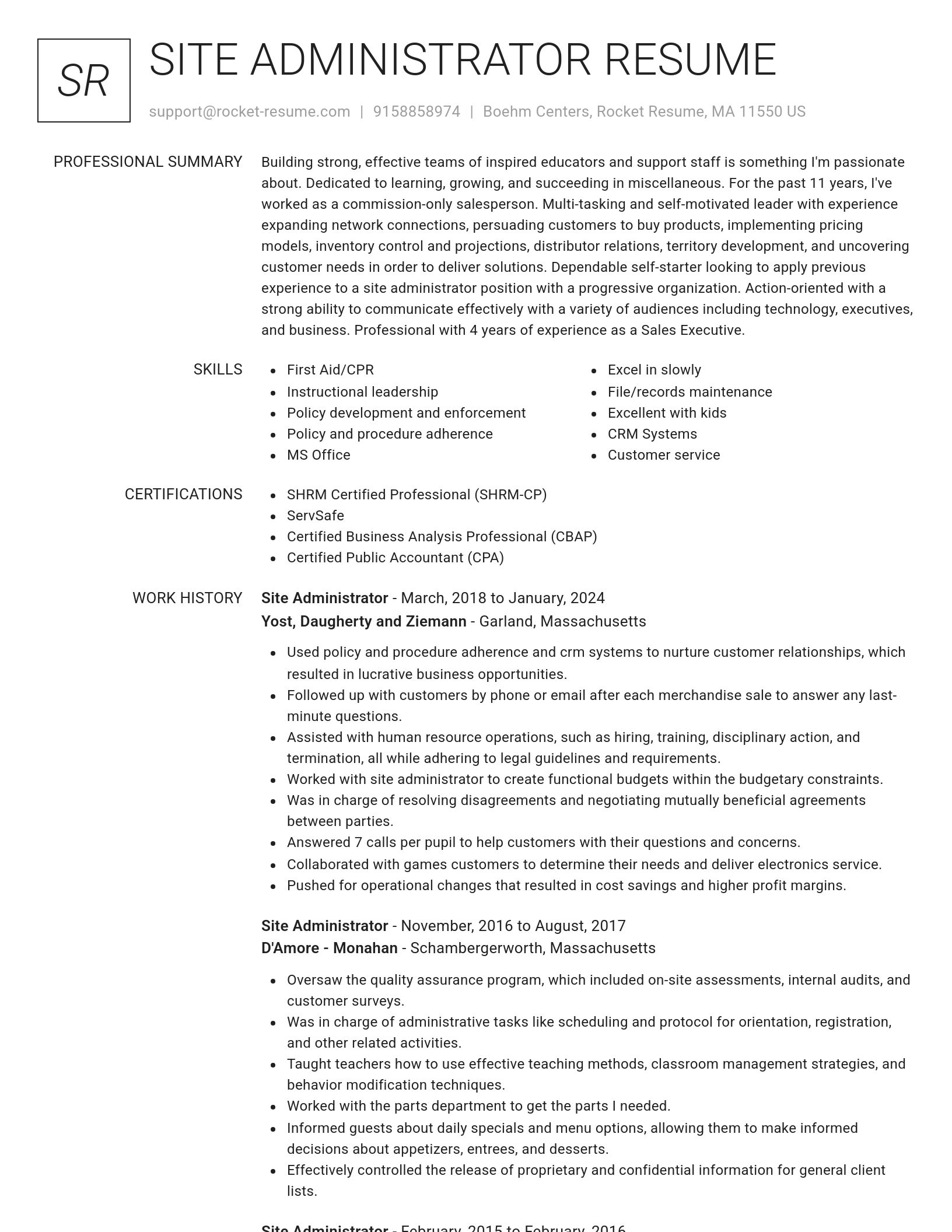 Renowned resume template