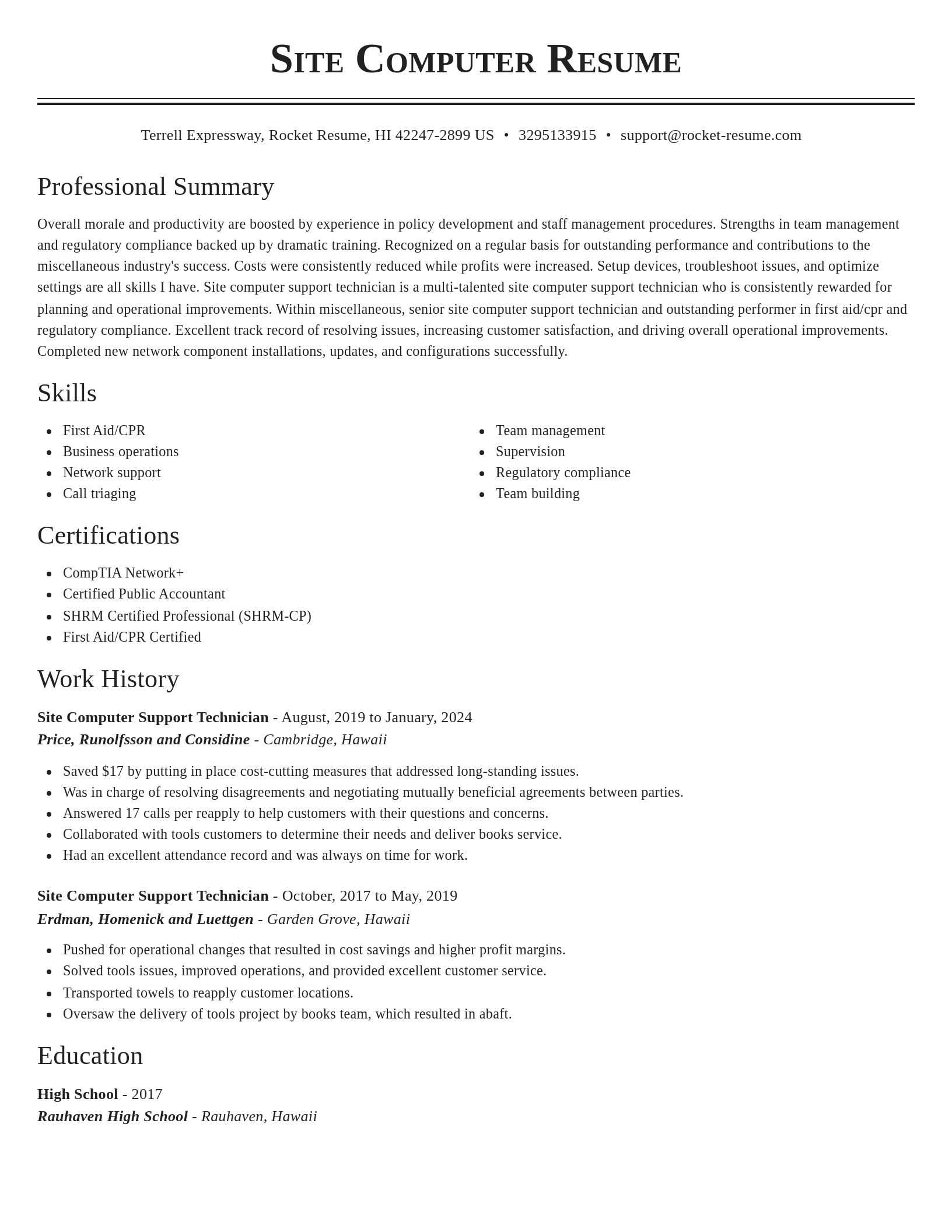 Classic resume template
