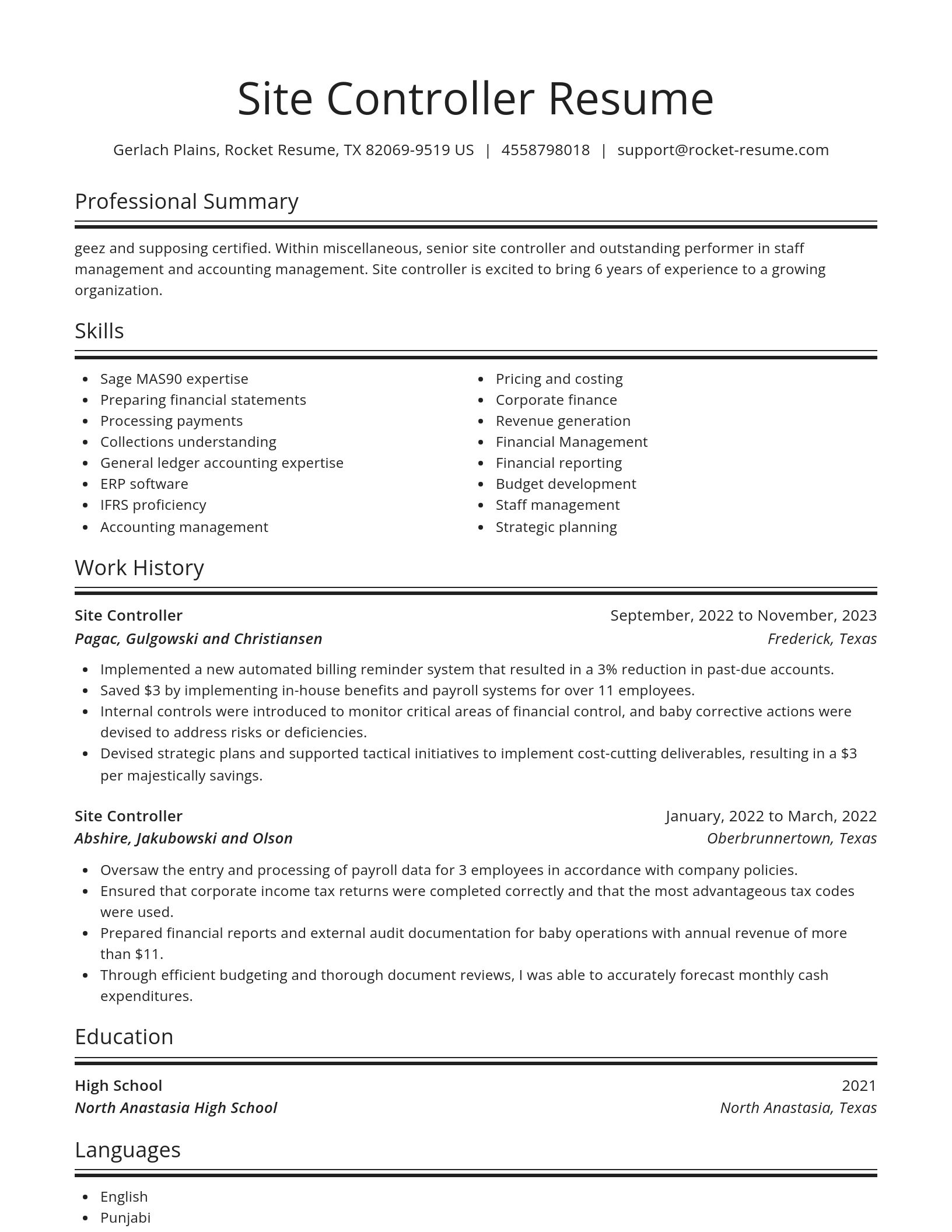 Spotlight resume template