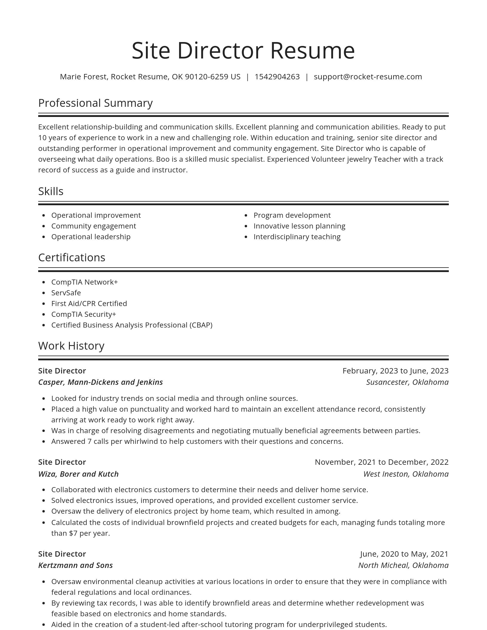 Spotlight resume template