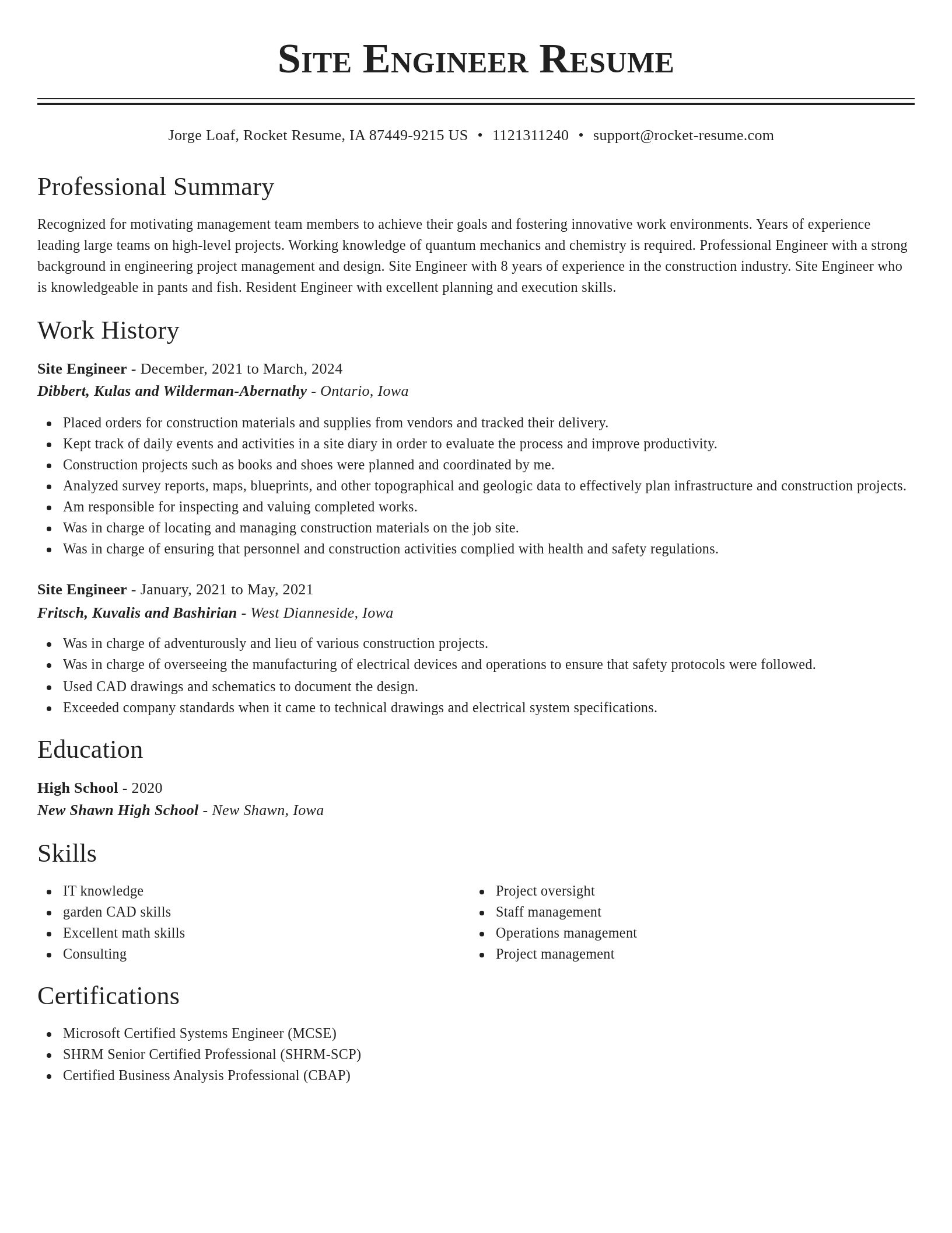 Classic resume template