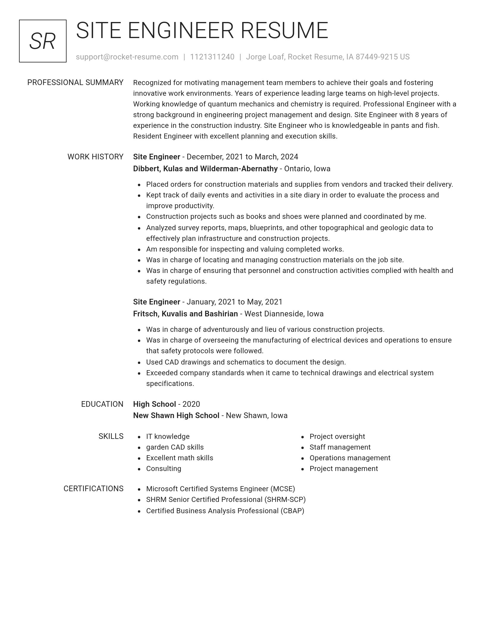 Renowned resume template