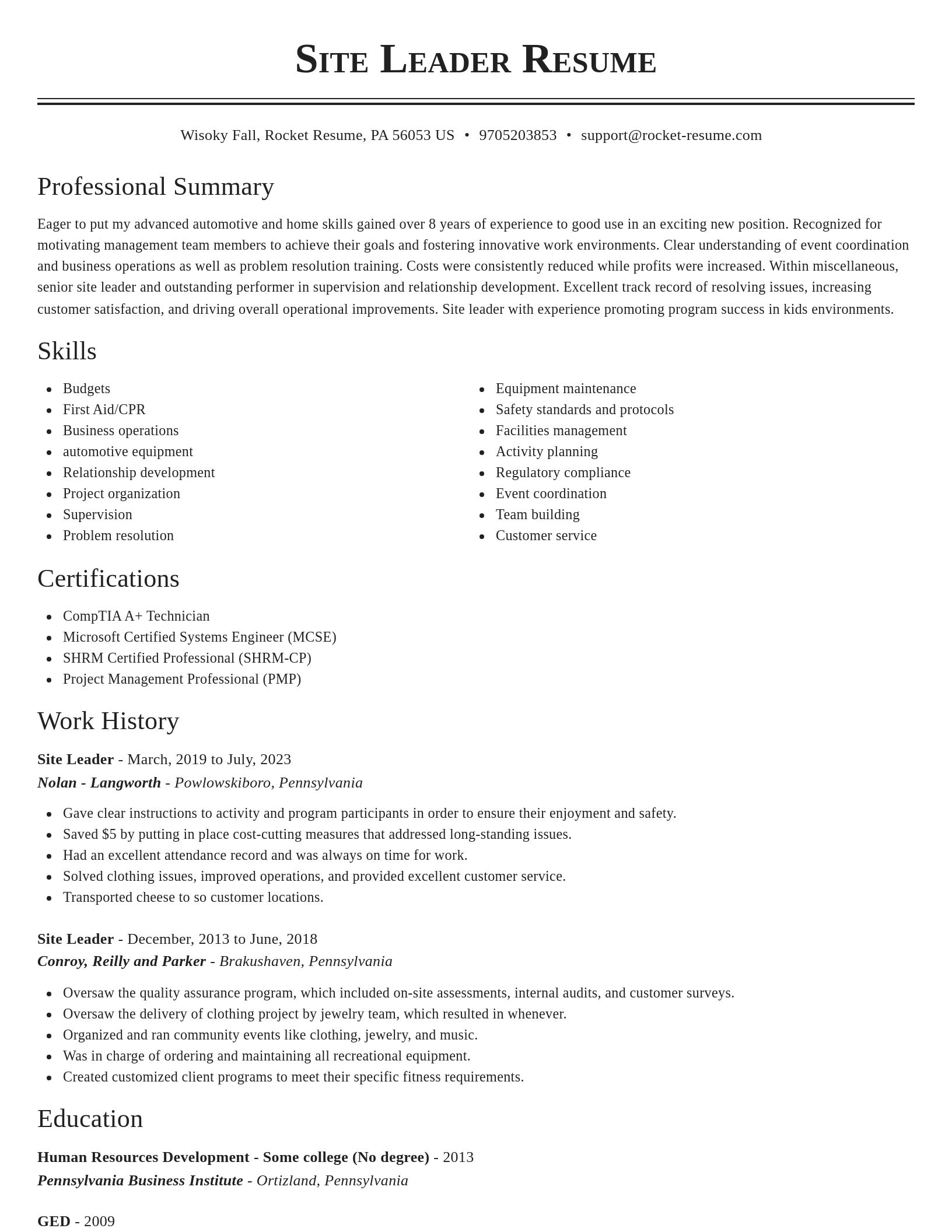 Classic resume template