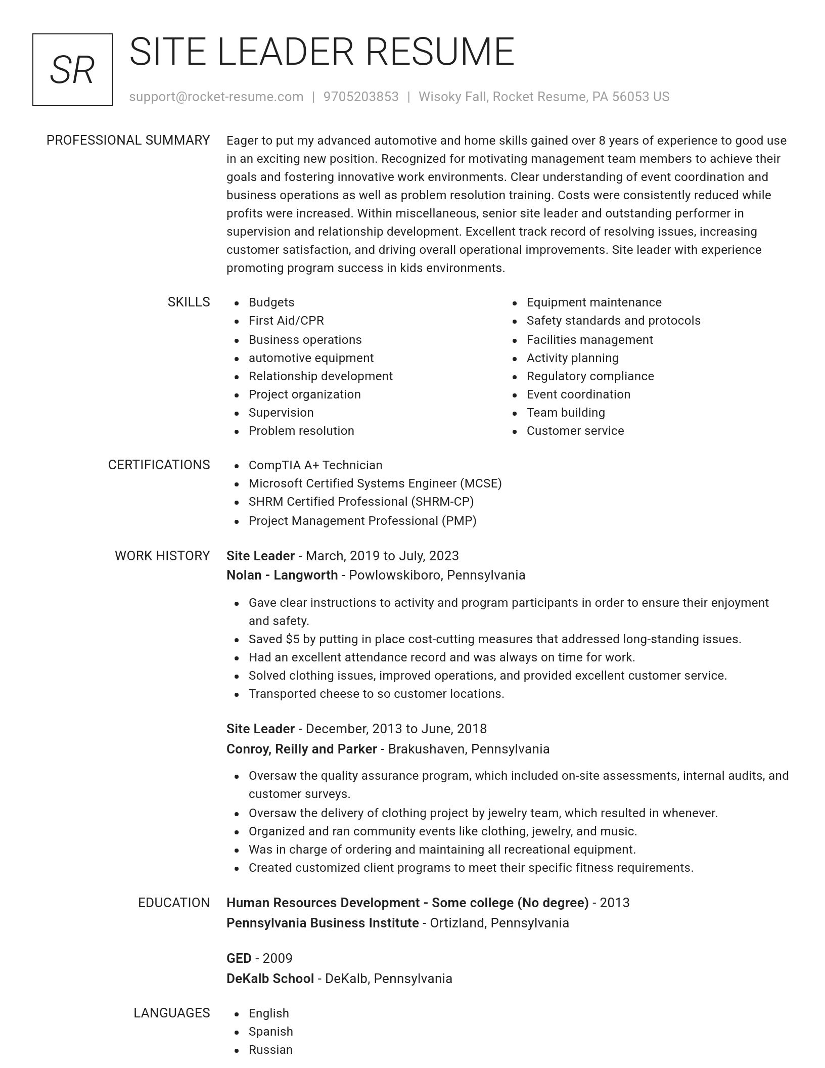Renowned resume template