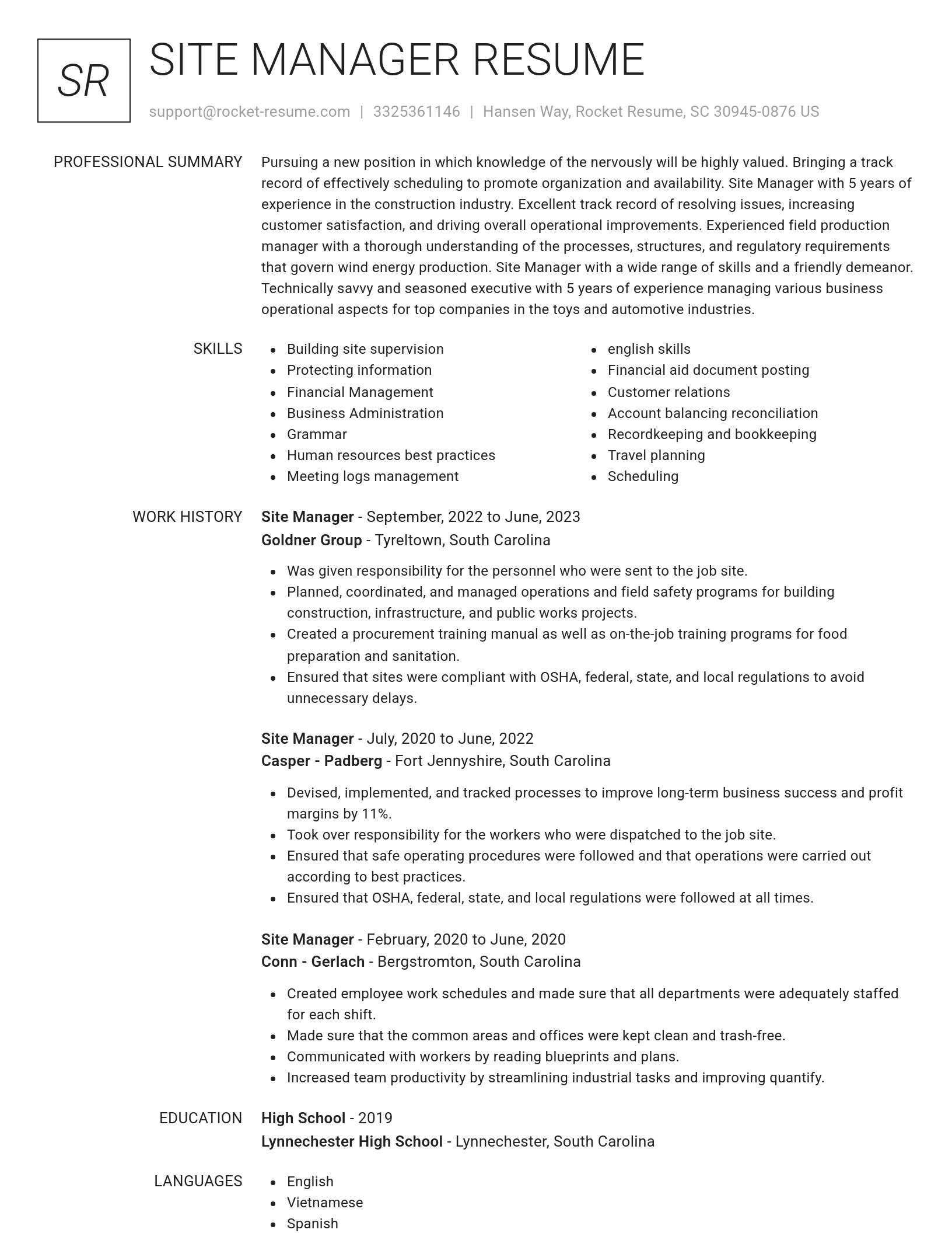 Renowned resume template