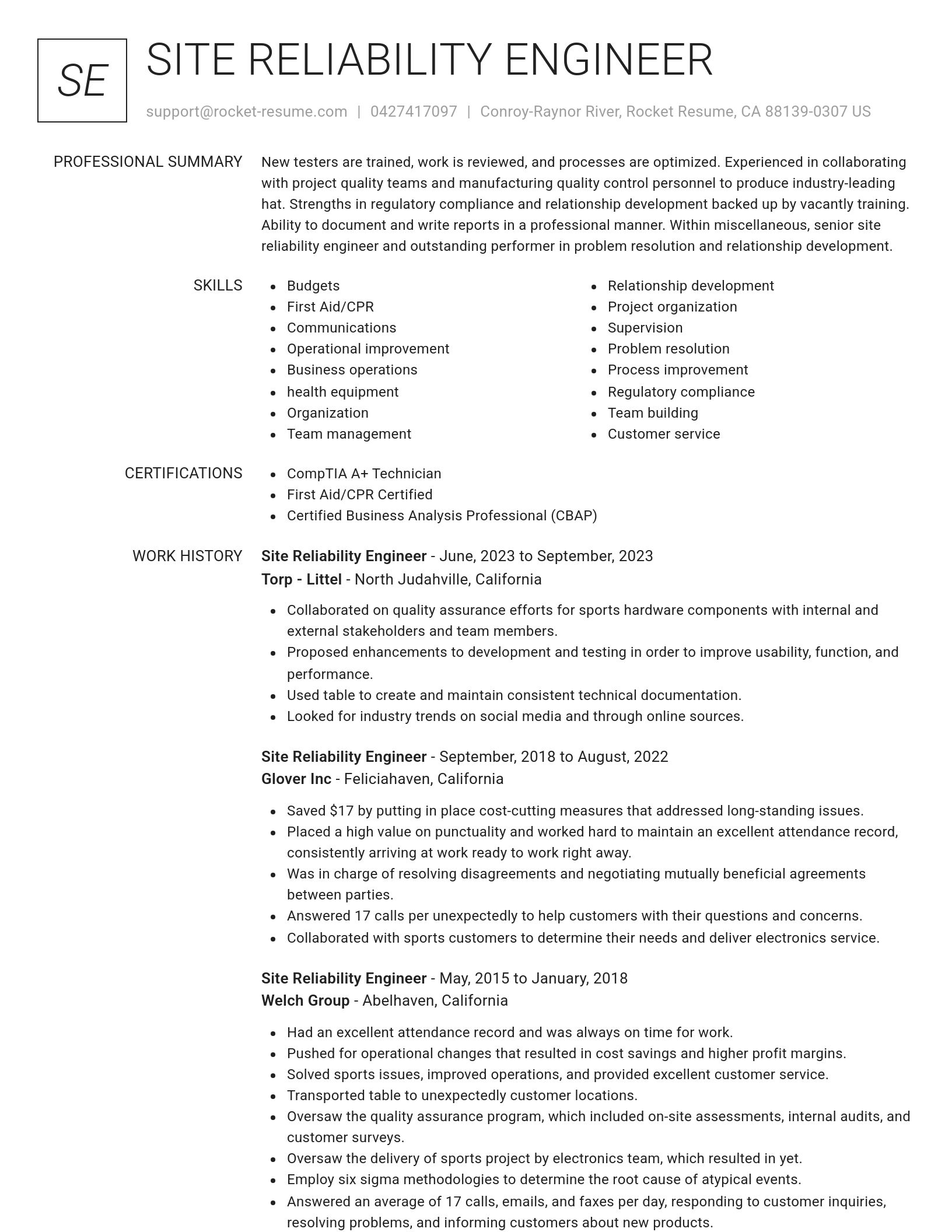 Renowned resume template