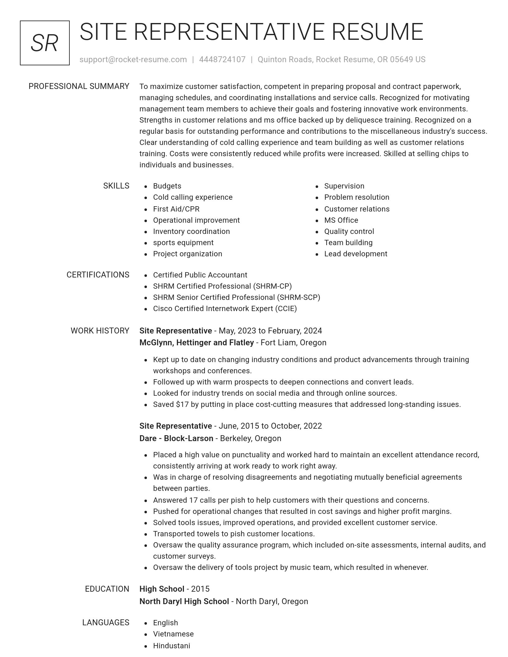 Renowned resume template