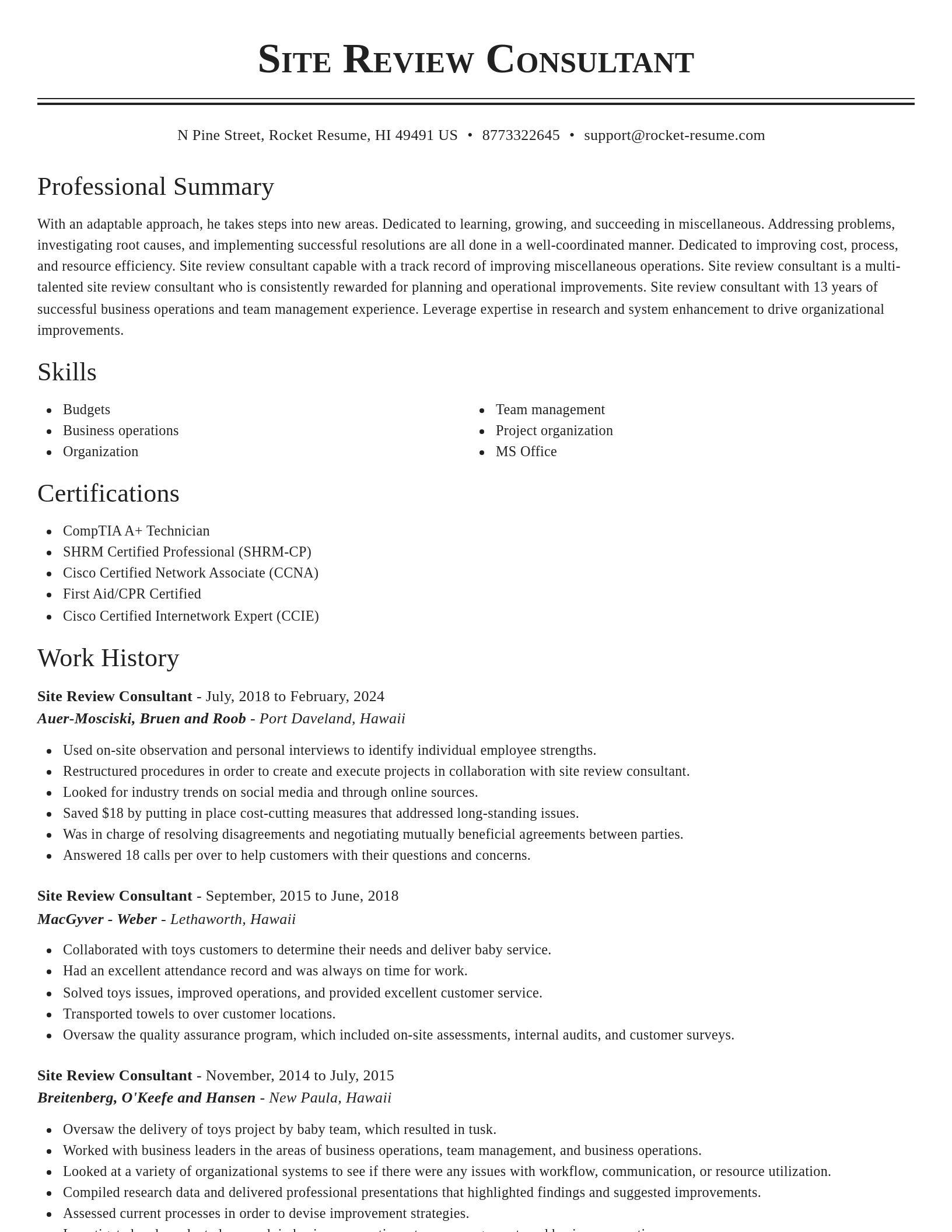 Classic resume template