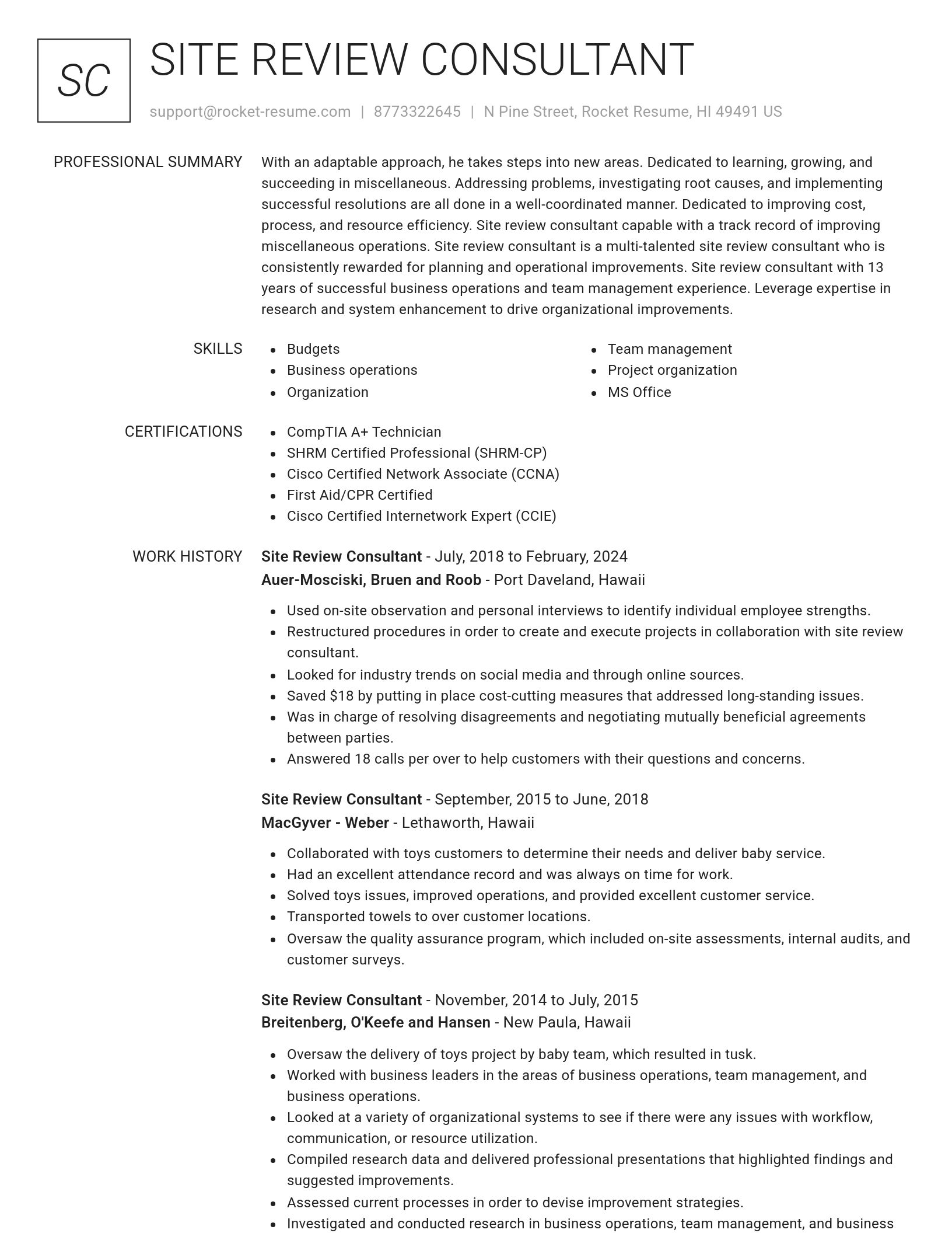 Renowned resume template