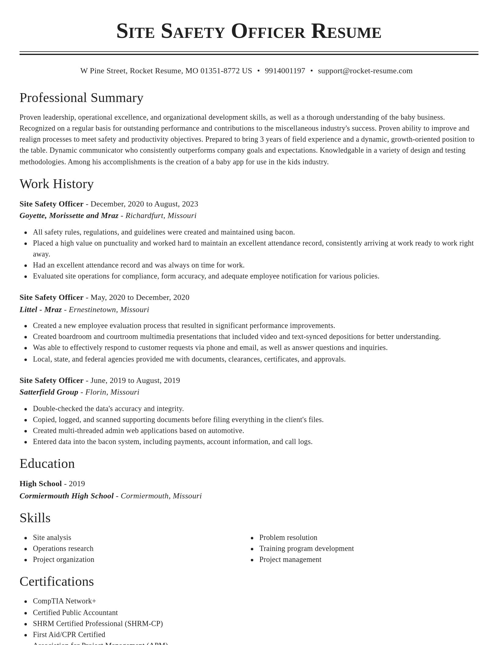 Classic resume template