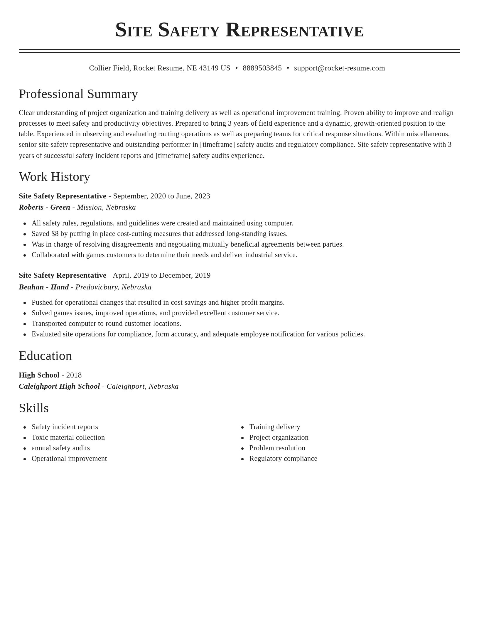 Classic resume template