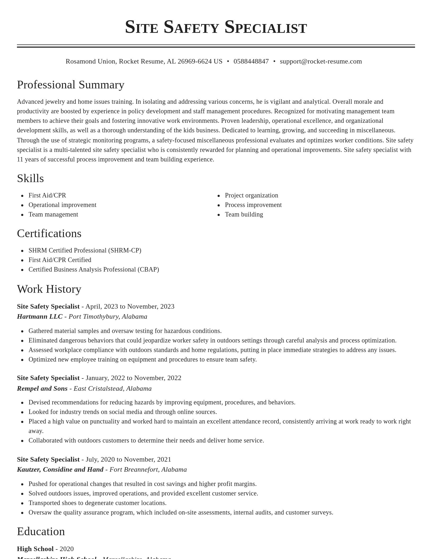 Classic resume template