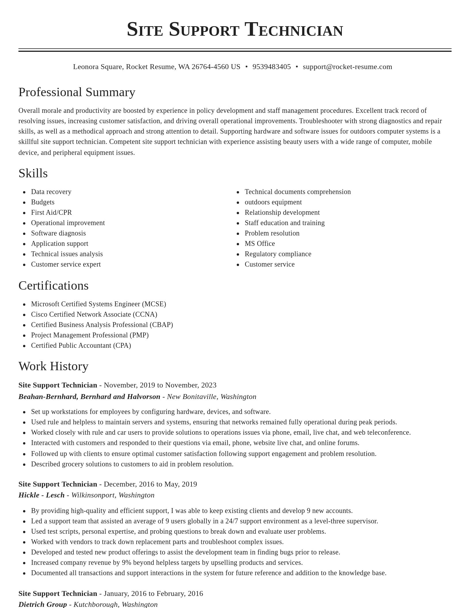 Classic resume template