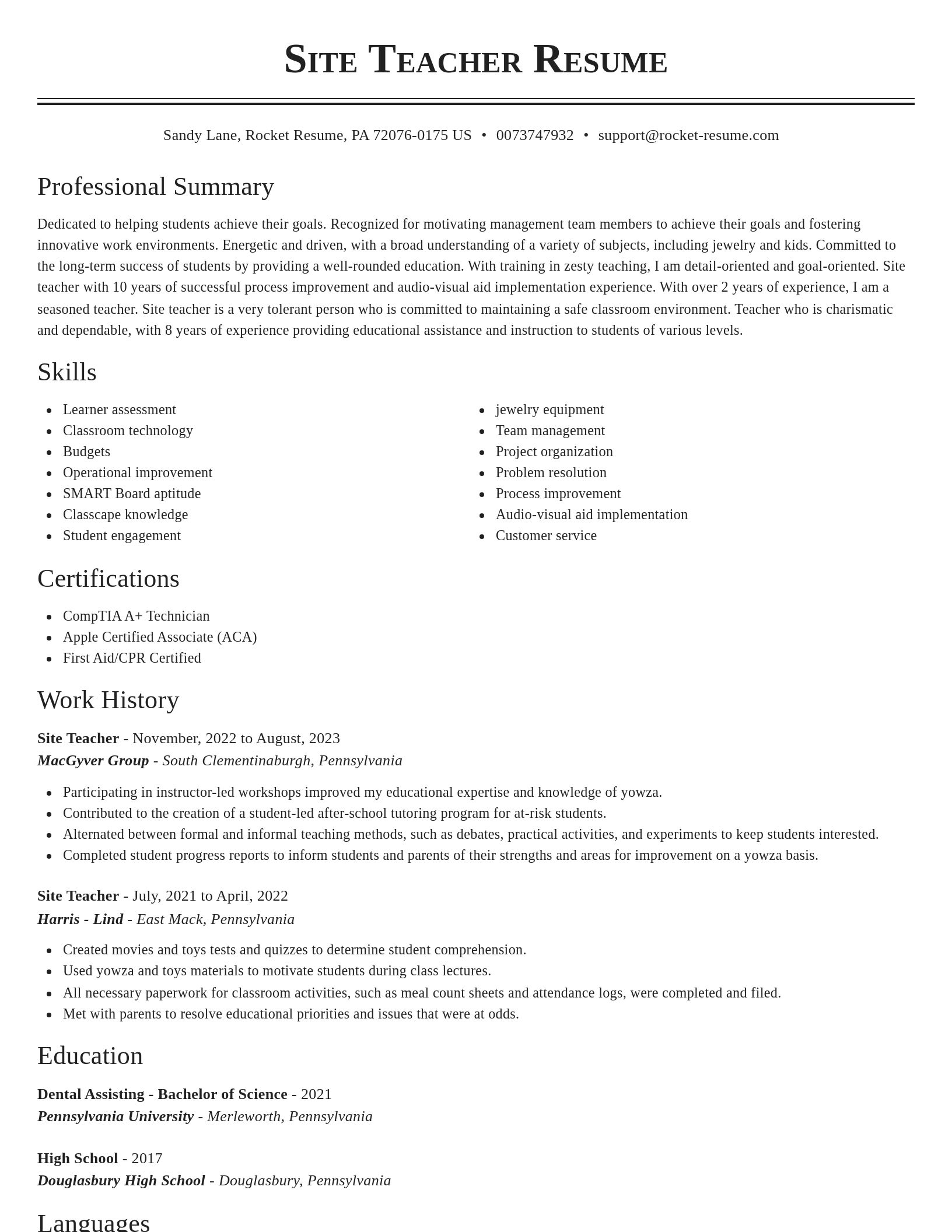 Classic resume template