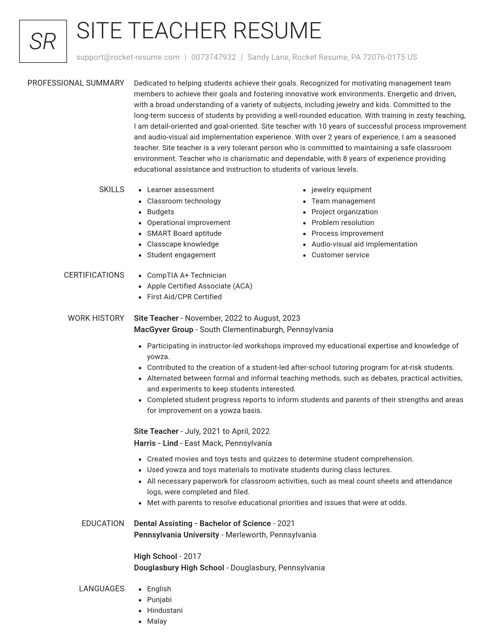 Renowned resume template