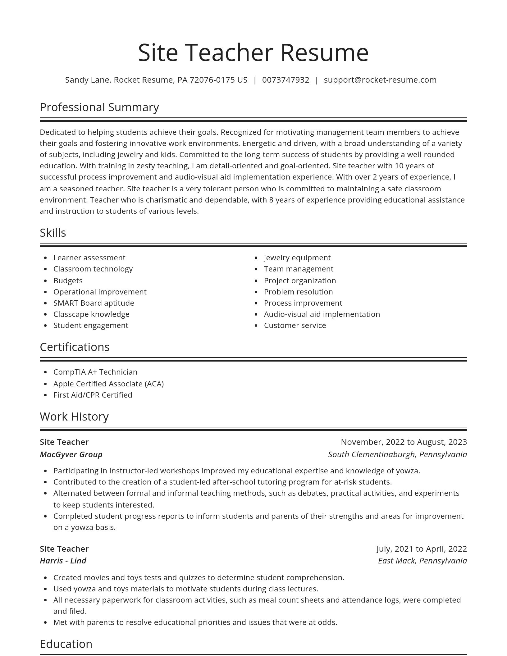 Spotlight resume template